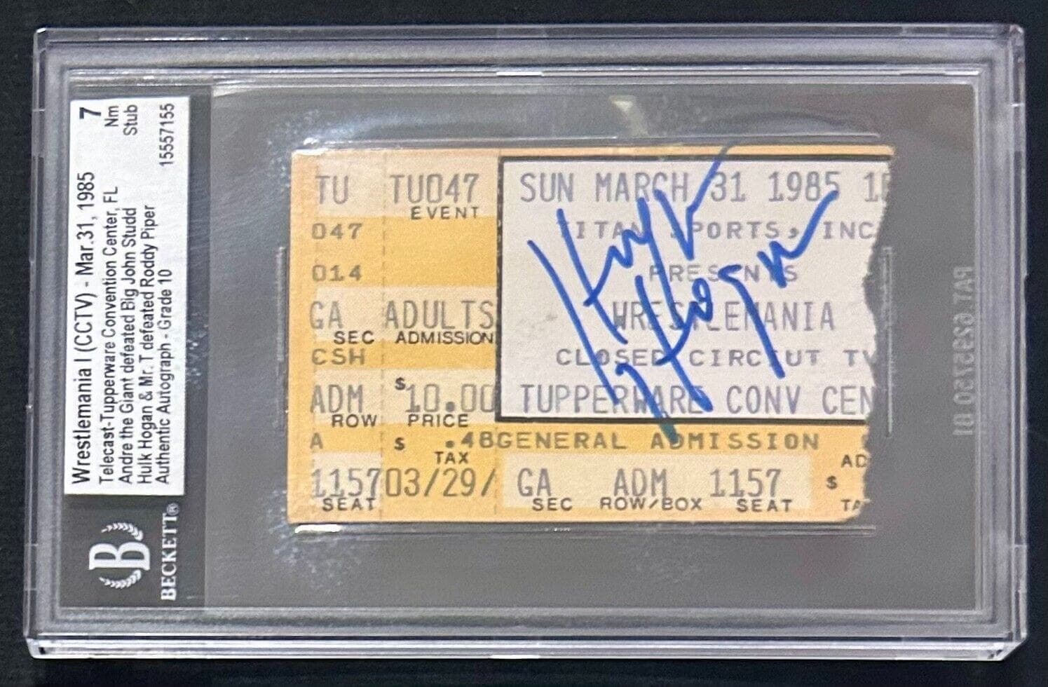 Hulk Hogan Signed Mar 3 1985 WrestleMania I CCTV Ticket Stub Beckett 7 Nm Auto10 Hulk Hogan Ticket Stub hulk-hogan-mar-3-1985-wrestlemania, supplier stock photo