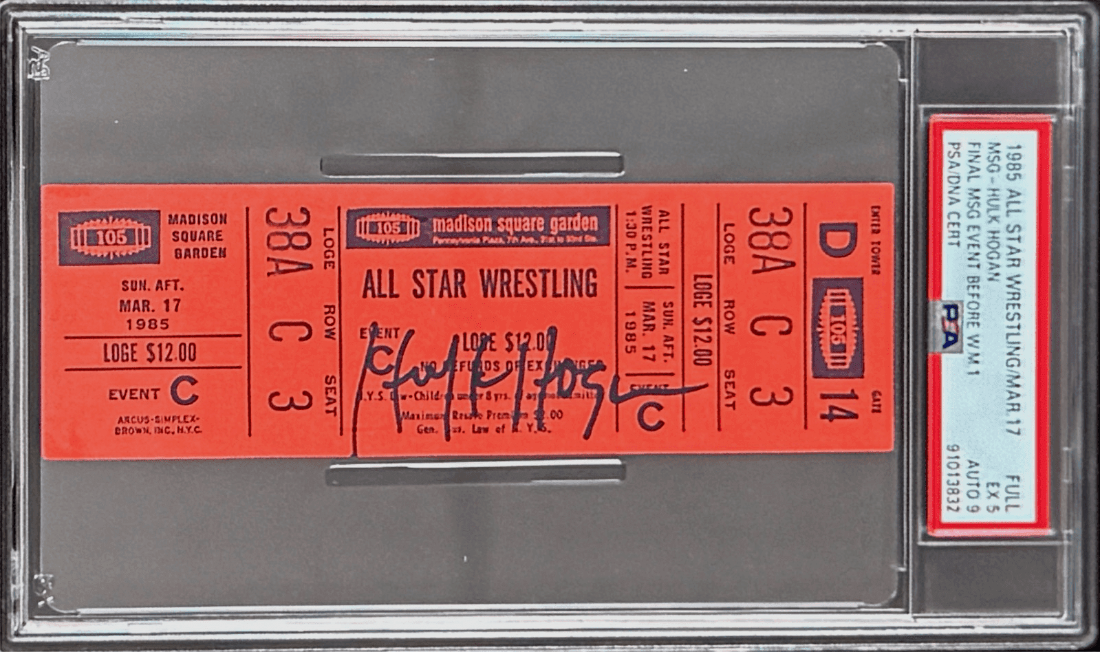 Hulk Hogan Signed WWF 1985 All Star Wrestling MSG Full Ticket PSA 5 EX Auto 9 Hulk Hogan Ticket Stub hulk-hogan-wwf-1985-all-star, supplier stock photo