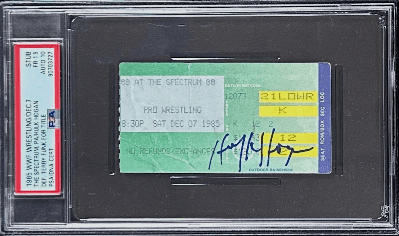 Hulk Hogan Def. Terry Funk for The Title Signed 1985 WWF Ticket Stub PSA FR 1.5 Hulk Hogan Ticket Stub hulk-hogan-def-terry-funk-title, supplier stock photo