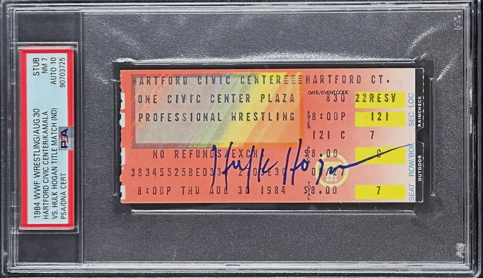 Hulk Hogan vs Kamala Title Match Signed 1984 WWF Ticket Stub PSA NM 7 Auto 10 Hulk Hogan Ticket Stub hulk-hogan-vs-kamala-title-match, supplier stock photo