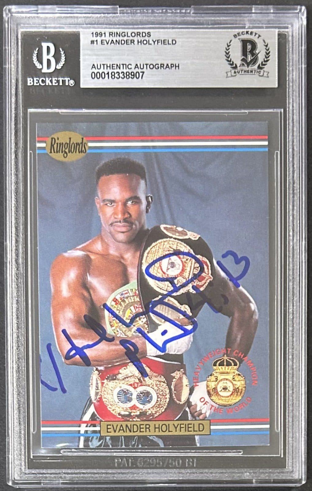 Evander Holyfield Signed 1991 Ringlords Card #1 Beckett 18338907 Evander Holyfield Card 18338907, supplier stock photo