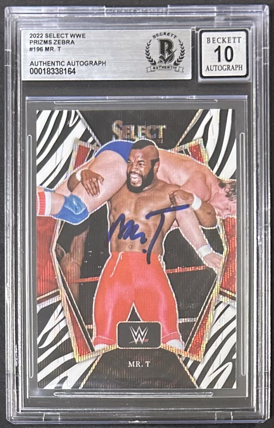 Mr. T Signed 2022 Select WWE Prizm Zebra Card #196 Beckett Auto 10 18338164 Mr. T Card 18338164, supplier stock photo