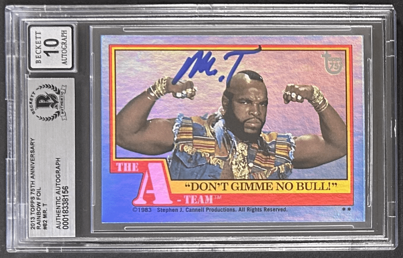 Mr. T Signed 2013 Topps 75th Anniv Rainbow Foil Card #82 BAS Auto 10 18338156 Mr. T Card 18338156, supplier stock photo