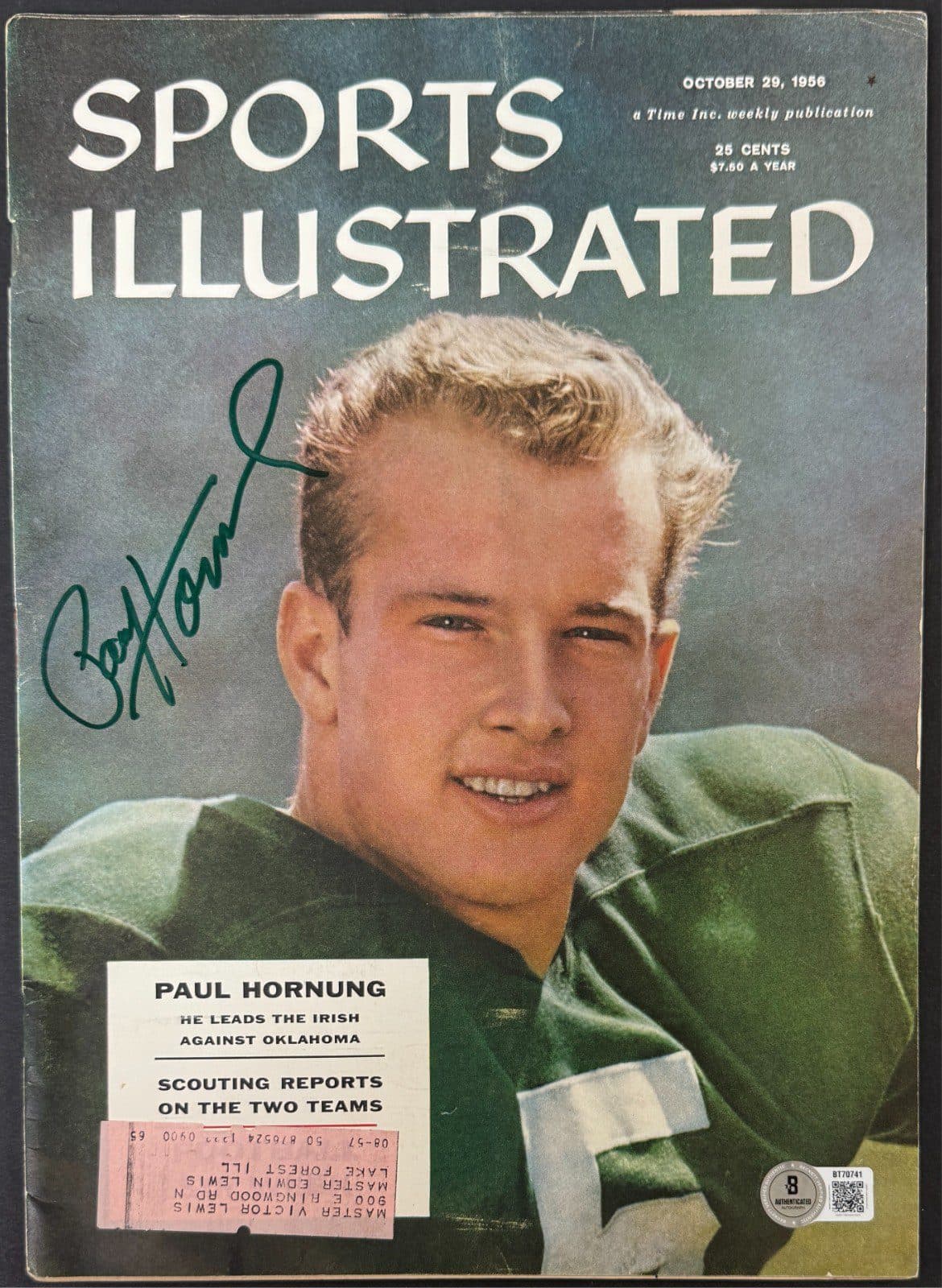 Paul Hornung Signed Oct. 29, 1956 Sports Illustrated Magazine Beckett Packers Paul Hornung Other paul-hornung-oct-29-1956-illustrated, Green Bay Packers, supplier stock photo