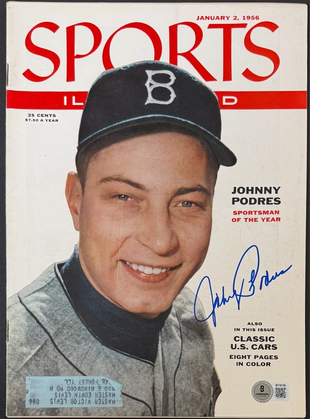 Johnny Podres Signed Jan 2, 1956 Sports Illustrated Magazine Beckett Dodgers Johnny Podres Other johnny-podres-jan-2-1956-illustrated, Los Angeles Dodgers, supplier stock photo