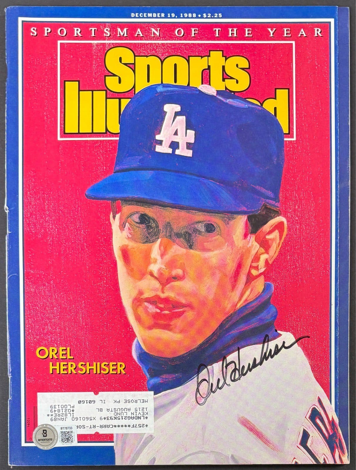 Orel Hershiser Signed Dec. 19, 1988 Sports Illustrated Magazine Beckett Dodgers Orel Hershiser Other orel-hershiser-dec-19-1988-illustrated, Los Angeles Dodgers, supplier stock photo