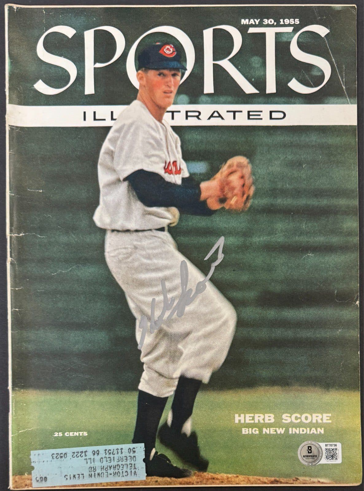 Herb Score Signed May 30, 1955 Sports Illustrated Magazine Beckett Indians Herb Score Other herb-score-may-30-1955-illustrated, Cleveland indians, supplier stock photo
