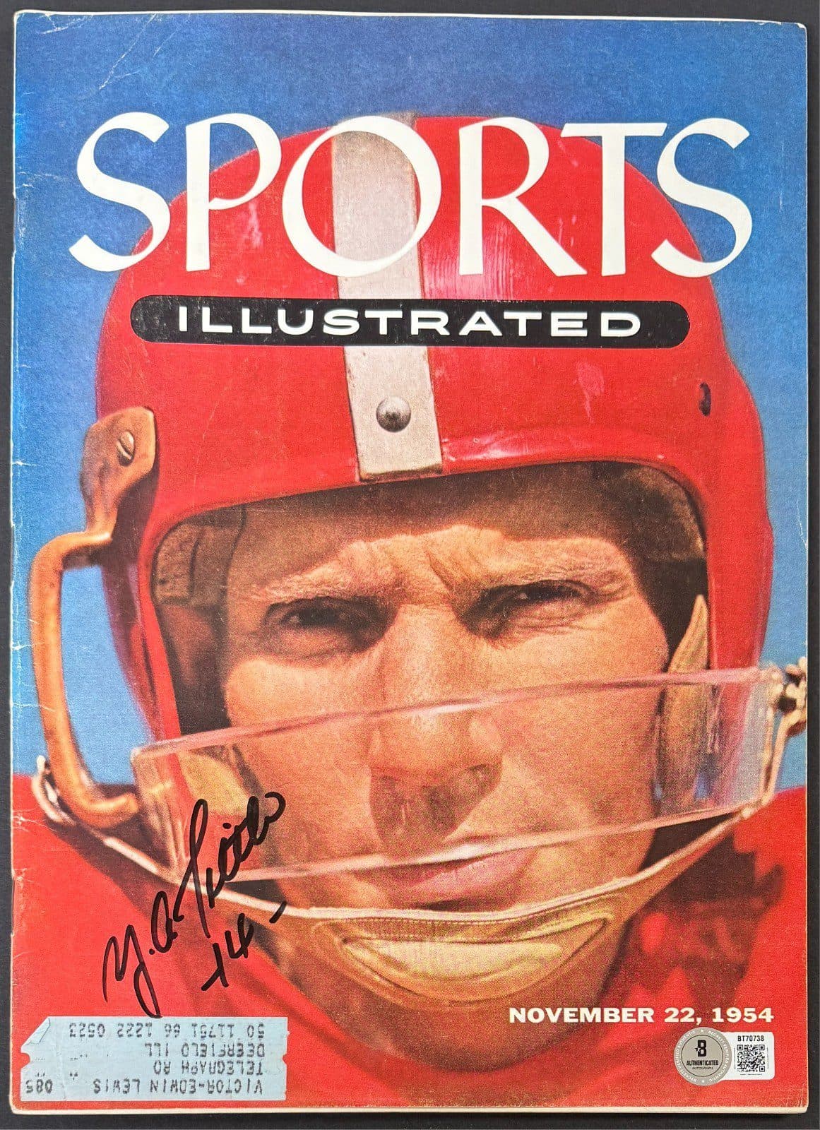 Y.A. Tittle Signed Nov. 22, 1954 Sports Illustrated Magazine Beckett 49’ers Y.A. Tittle Other tittle-nov-22-1954-illustrated-magazine, San Francisco 49ers, supplier stock photo