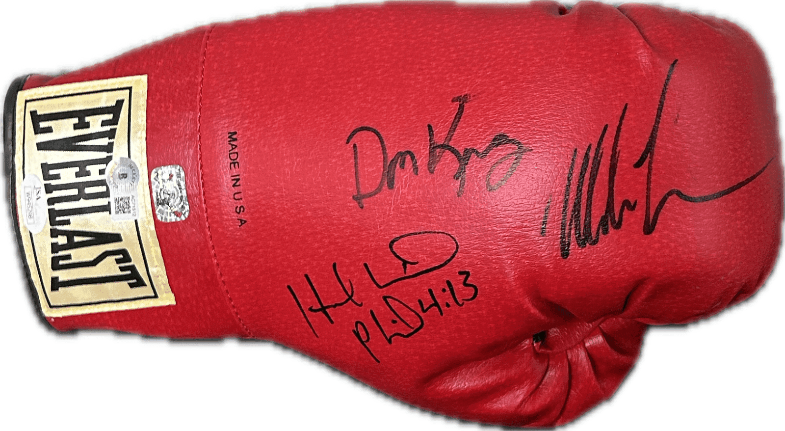 Mike Tyson Evander Holyfield & Don King Signed Red Boxing Glove Beckett Letter 2 Evander Holyfield Glove mike-tyson-evander-holyfield-don-king, supplier stock photo
