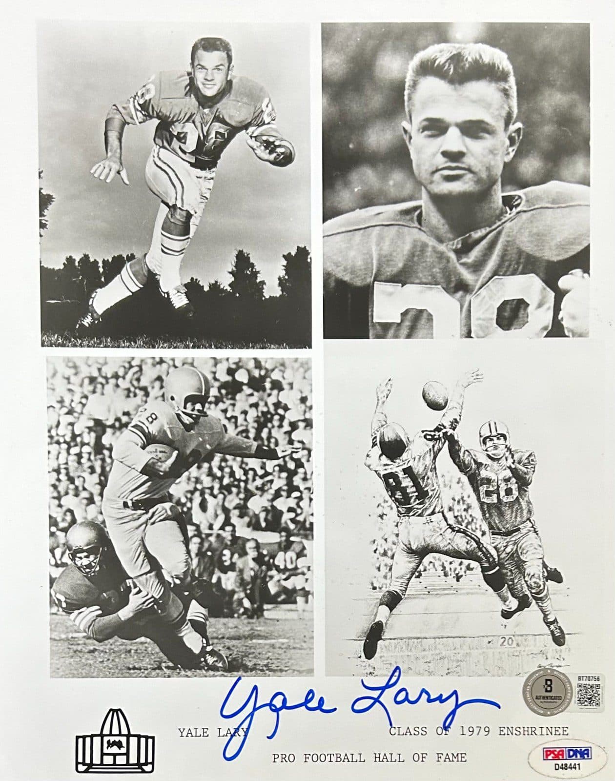 Yale Lary Signed Autographed 8×10 Photo Beckett Detroit Lions #3 Yale Lary Photo 8x10-yale-lary-8-10-3, Detroit Lions, supplier stock photo
