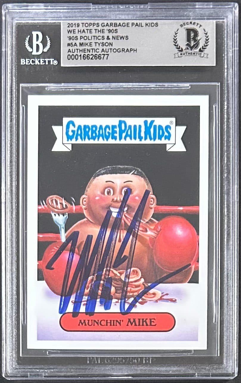 Mike Tyson Signed 2019 Garbage Pail Kids Card #5A Beckett 16626677 Munchin Mike Mike Tyson Card 16626677, supplier stock photo