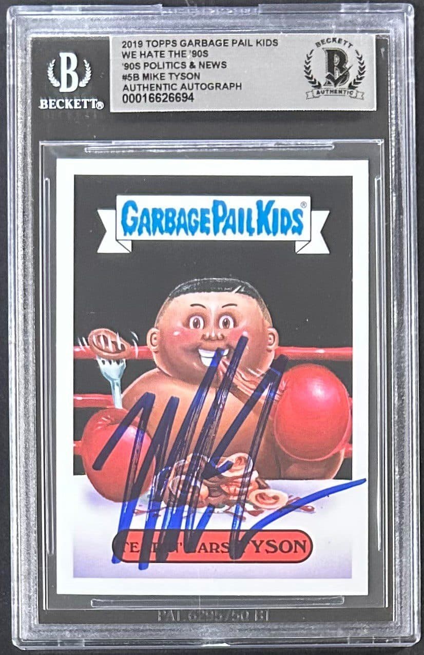Mike Tyson Signed 2019 Garbage Pail Kids Card #5B Beckett 16626694 Tearin’ Ears Mike Tyson Card 16626694, supplier stock photo