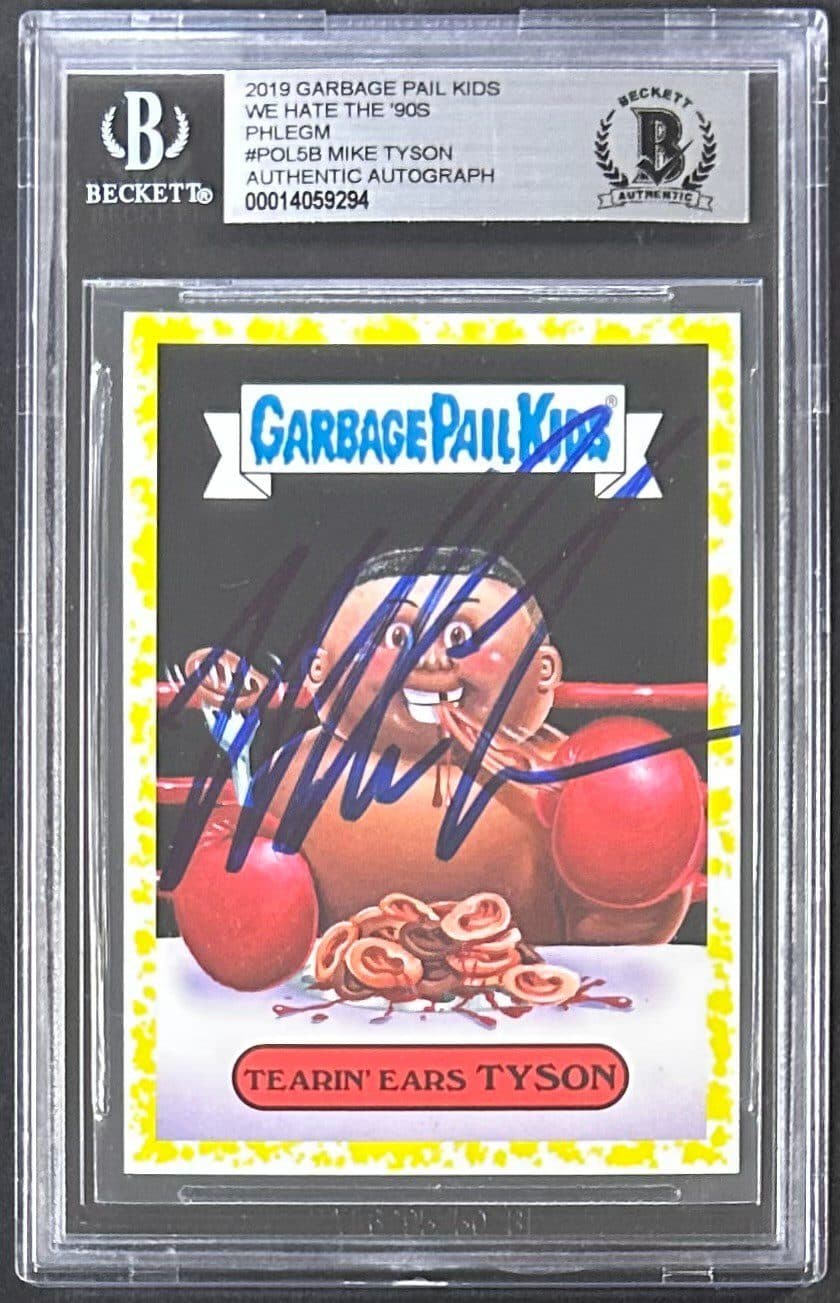Mike Tyson Signed 2019 Garbage Pail Kids Phlegm Card 5B BAS 14059294 Tearin Ears Mike Tyson Card 14059294, supplier stock photo