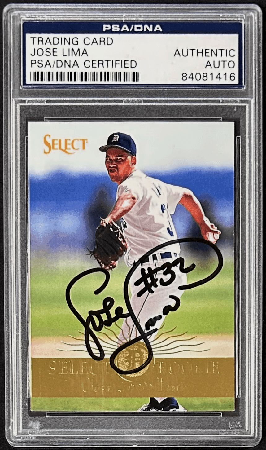 Jose Lima Signed 1995 Pinnacle Select Card #205 PSA/DNA 84081416 Detroit Tigers Jose Lima Card 84081416, supplier stock photo