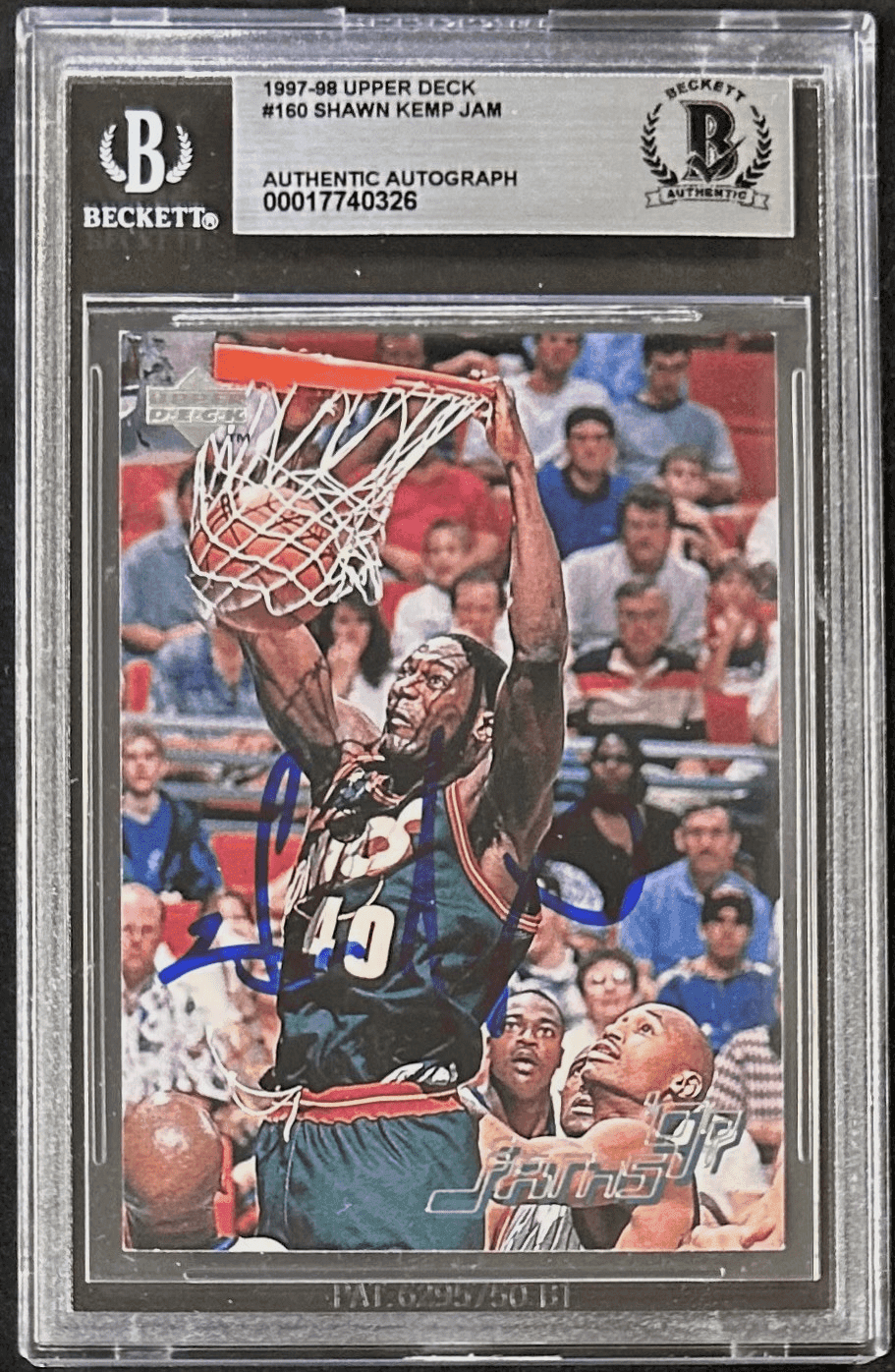 Shawn Kemp Signed 1997-98 Upper Deck Card #160 BAS 17740326 Seattle Supersonics Shawn Kemp Card 17740326, supplier stock photo