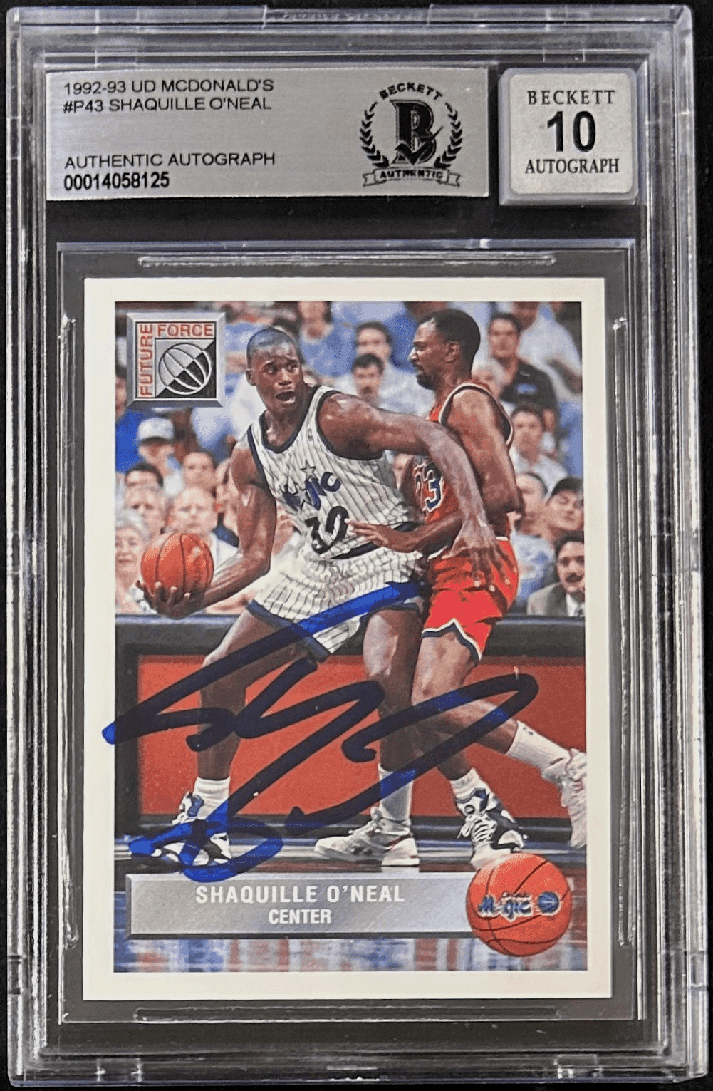 Shaquille Shaq O’Neal Signed 1992-93 UD McDonald’s Card P43 BAS 14058125 Auto 10 Shaquille O'Neal Card 14058125, Orlando Magic, supplier stock photo