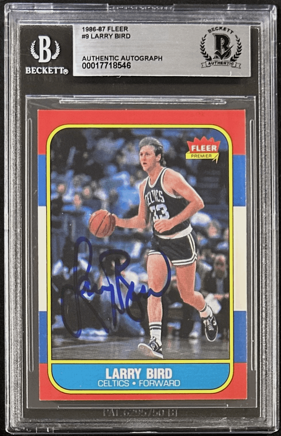 Larry Bird Signed 1986-87 Fleer Card #9 Beckett 17718546 Larry Bird Card 14333056, Boston Celtics, supplier stock photo