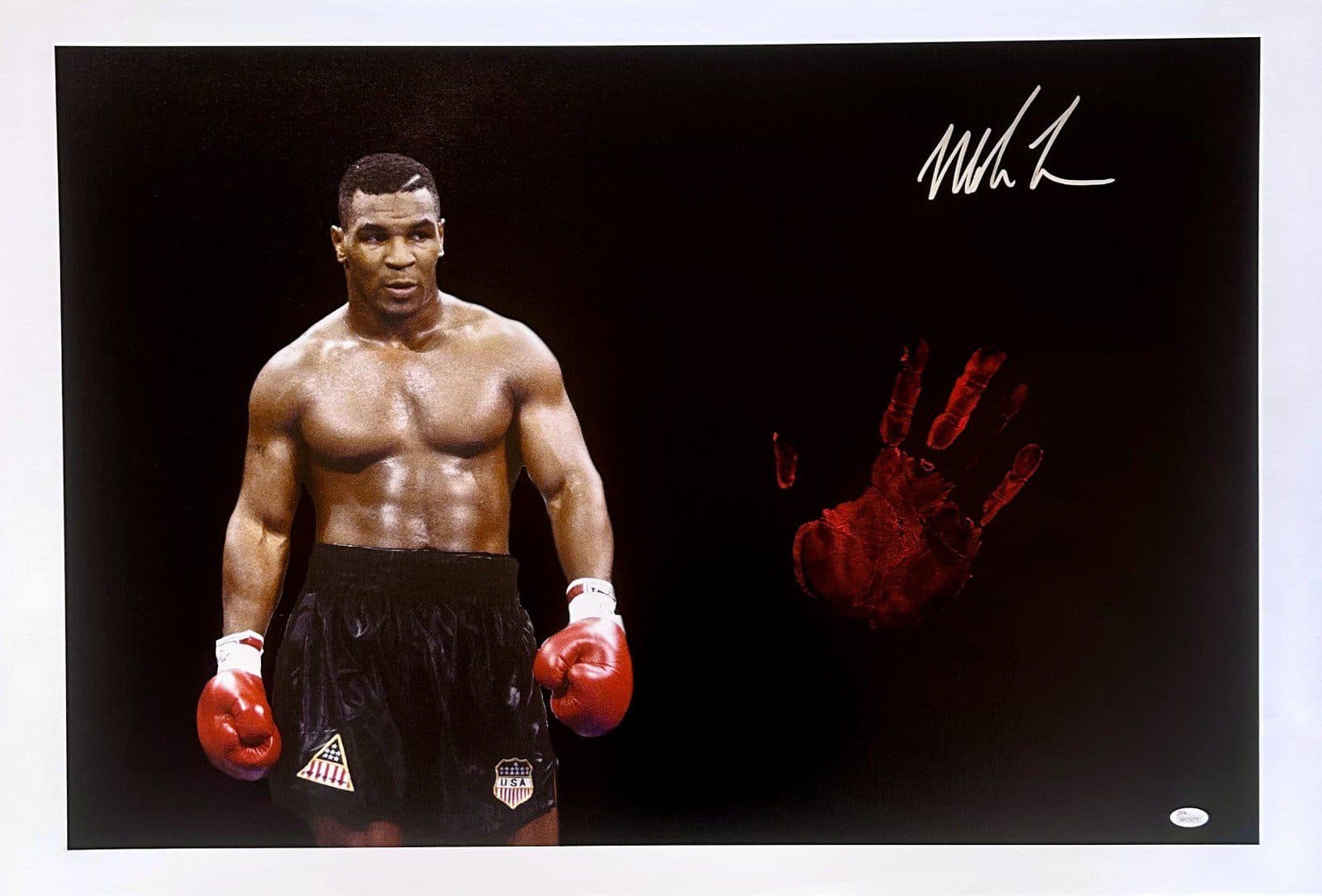 Mike Tyson Original Handprint Unstretched 20×36 Canvas Signed JSA WP276775 COR Mike Tyson Canvas 20x36-wp276775, supplier stock photo