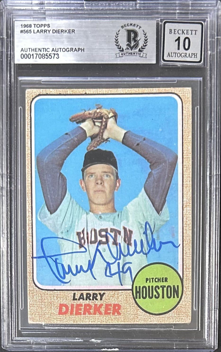 LARRY DIERKER AUTOGRAPHED 1968 TOPPS Card #565 BECKETT AUTO 10 17085573 Larry Dierker Card 17085573, supplier stock photo