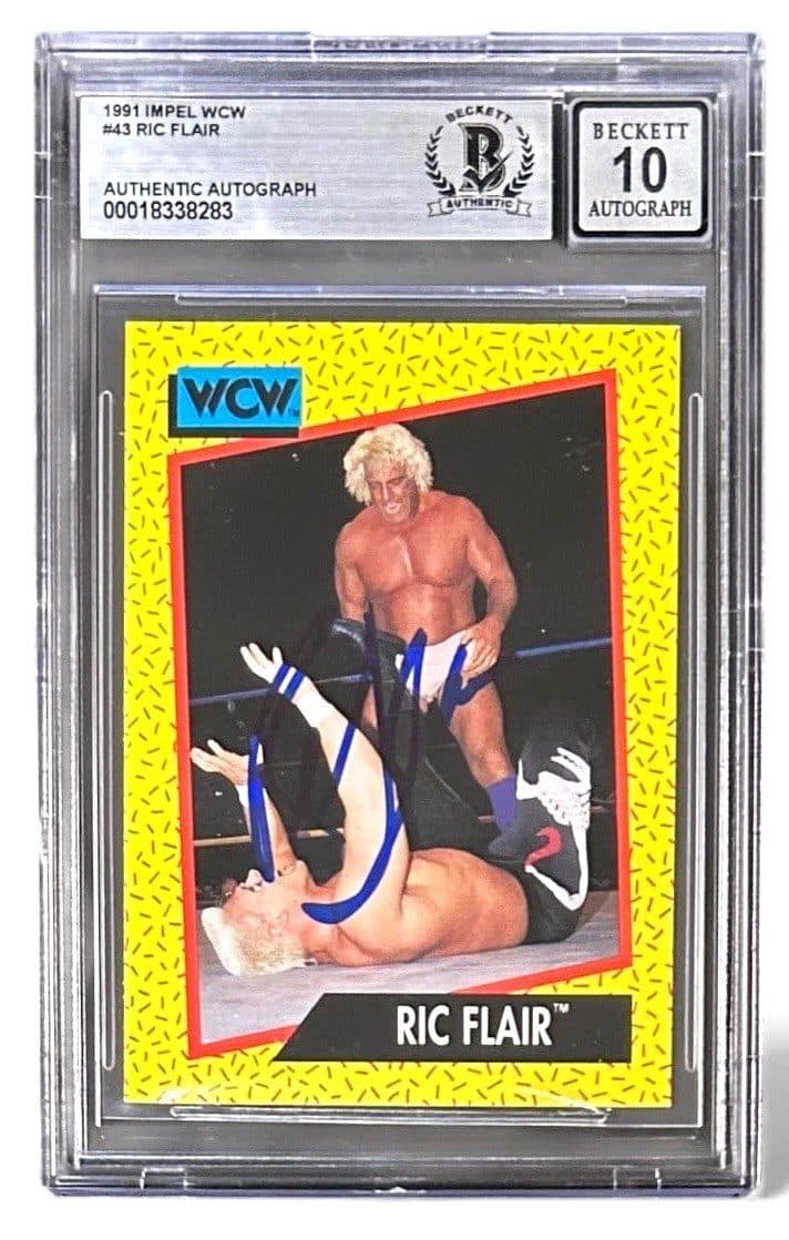Ric Flair Signed 1991 Impel WCW Card #43 Beckett 18338283 Auto 10 Ric Flair Card 18338283, WCW, supplier stock photo