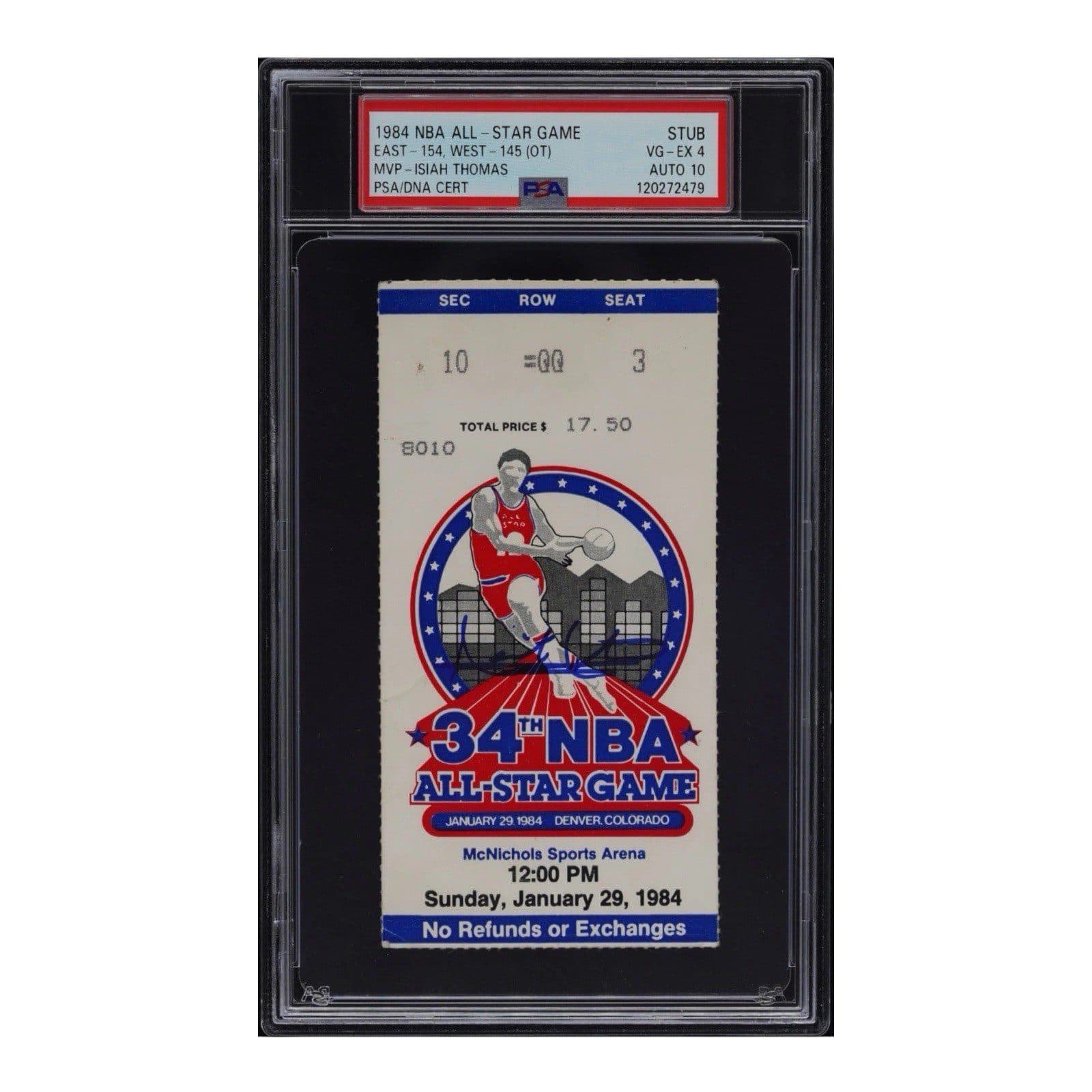 ISIAH THOMAS SIGNED 1984 NBA ALL STAR GAME TICKET STUB PSA VG EX 4 GAME MVP Isiah Thomas Ticket Stub isiah-thomas-1984-nba-all-star, Detroit Pistons, supplier stock photo
