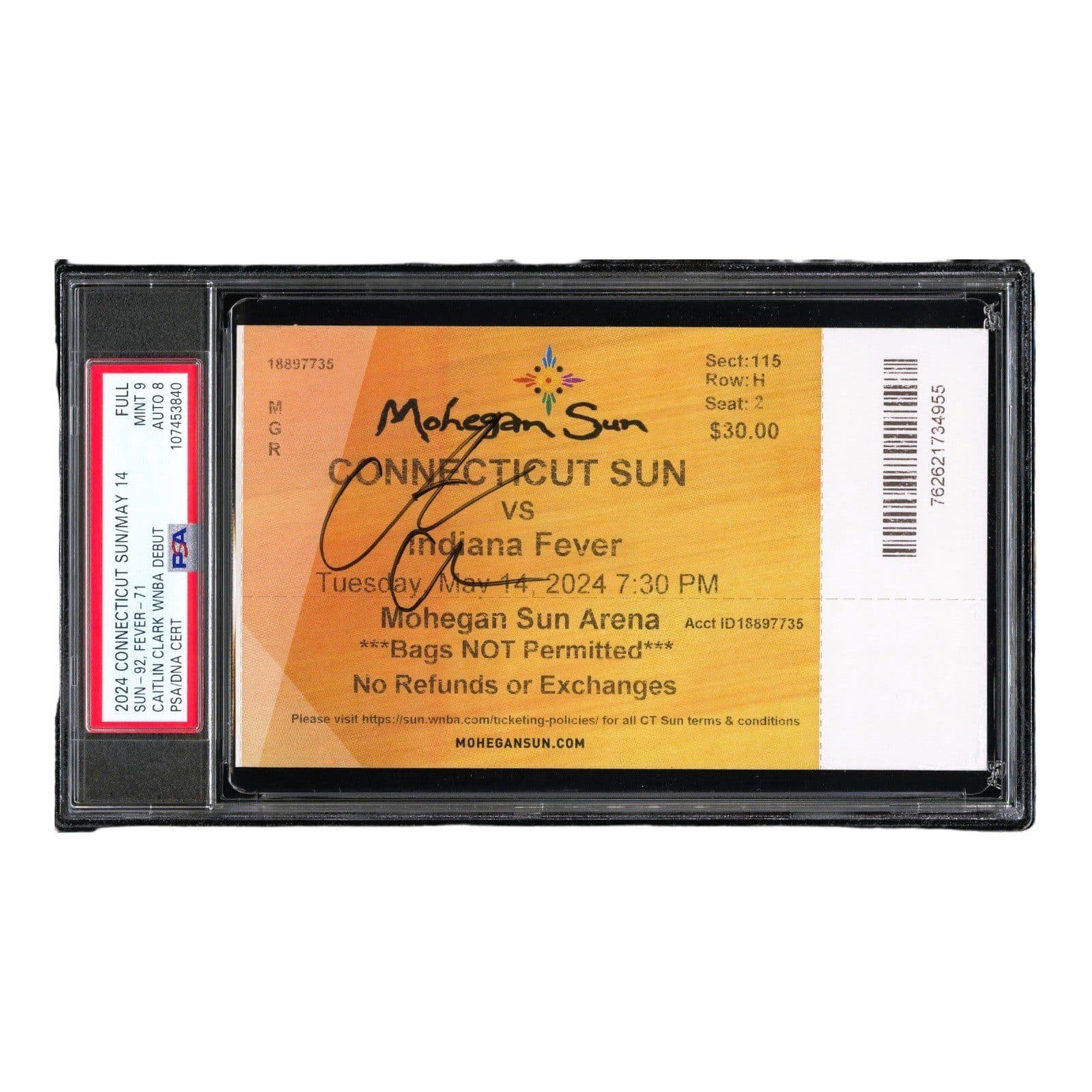 CAITLIN CLARK SIGNED WNBA INDIANA FEVER DEBUT TICKET 5/14/2024 PSA MINT 9 Caitlin Clark Ticket Stub caitlin-clark-wnba-debut-5-14, Indiana Fever, supplier stock photo