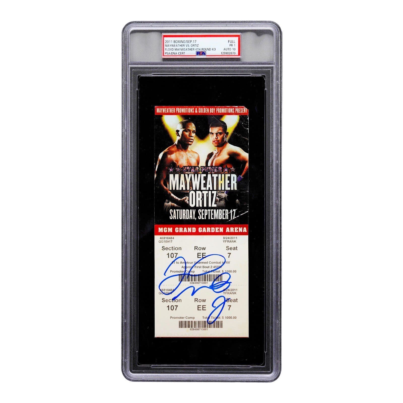 FLOYD MAYWEATHER JR. SIGNED MAYWEATHER VS ORTIZ 9/17/2011 TICKET PSA PR 1 Floyd Mayweather Jr. Ticket Stub floyd-mayweather-jr-vs-ortiz-9, supplier stock photo