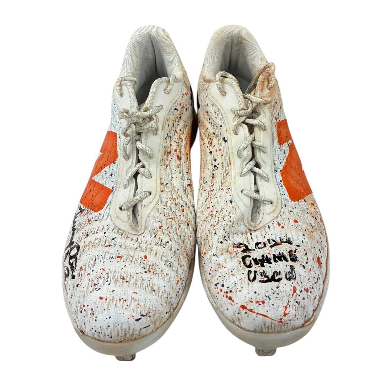 JEREMY PENA SIGNED 2024 SEASON GAME USED ASTROS WORN BASEBALL CLEATS WHITEORANGE Jeremy Peña Other jeremy-pena-2024-season-game-used, Houston Astros, supplier stock photo