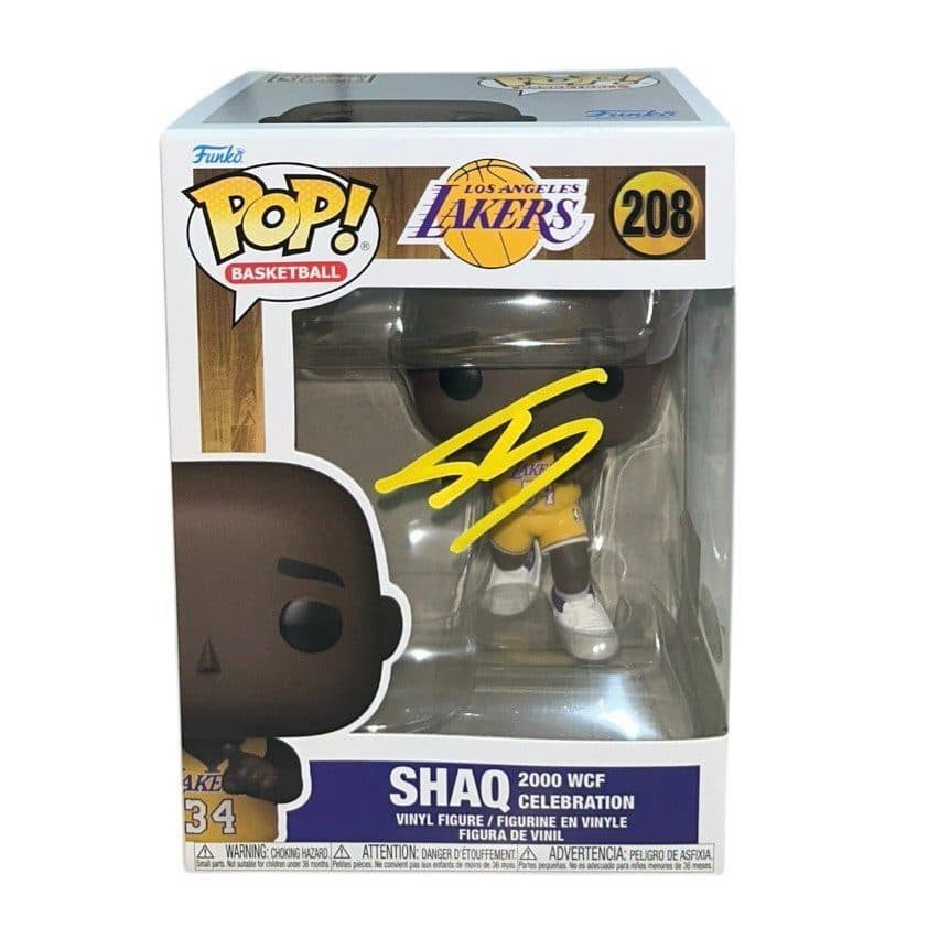 SHAQUILLE SHAQ O’NEAL AUTOGRAPHED FUNKO POP 208 JSA LOS ANGELES LAKERS YELLOW Shaquille O'Neal Ball shaquille-shaq-oneal-funko-pop-208, Los Angeles Lakers, supplier stock photo