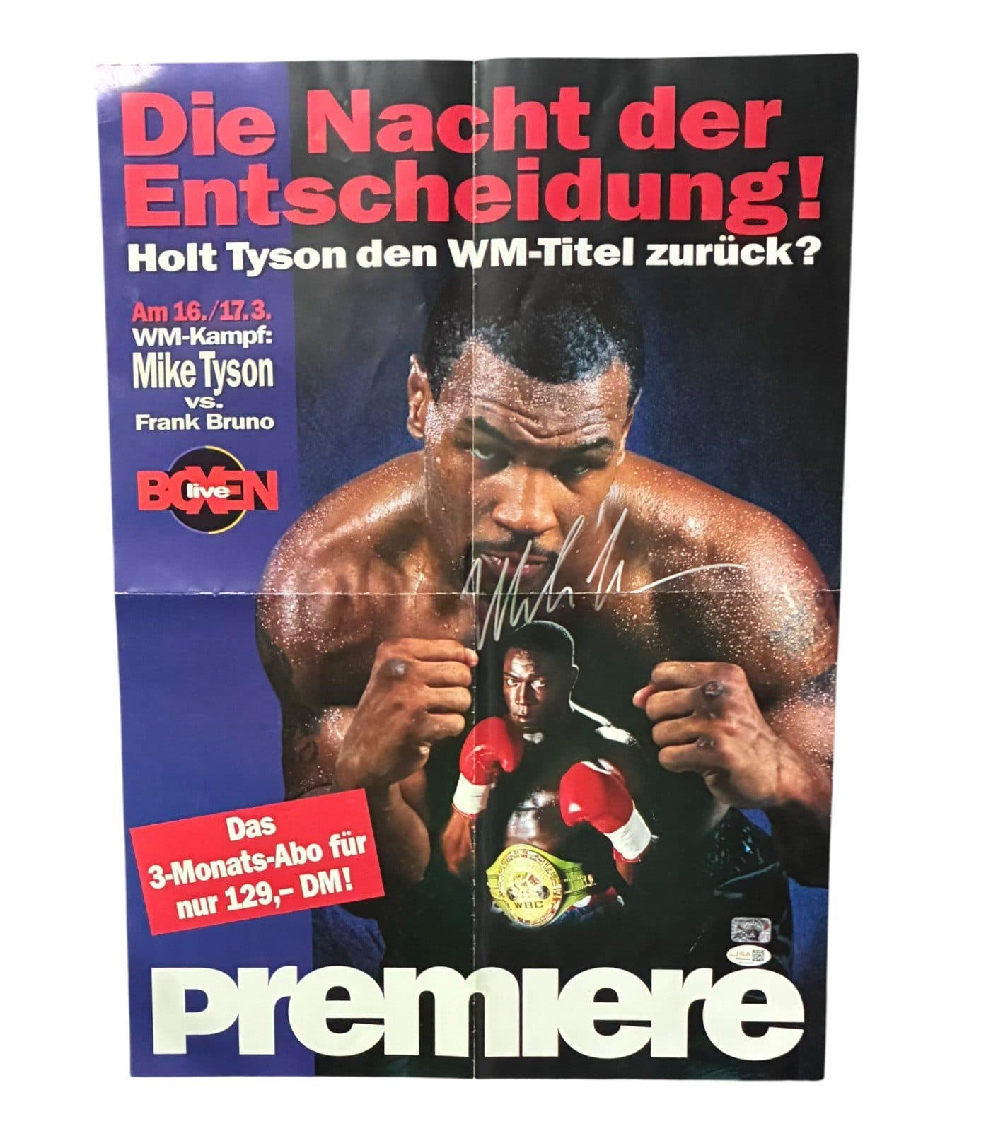 MIKE TYSON AUTOGRAPHED GERMAN POSTER JSA TYSON VS BRUNO 3/16/1996 Mike Tyson Other 19033023, supplier stock photo