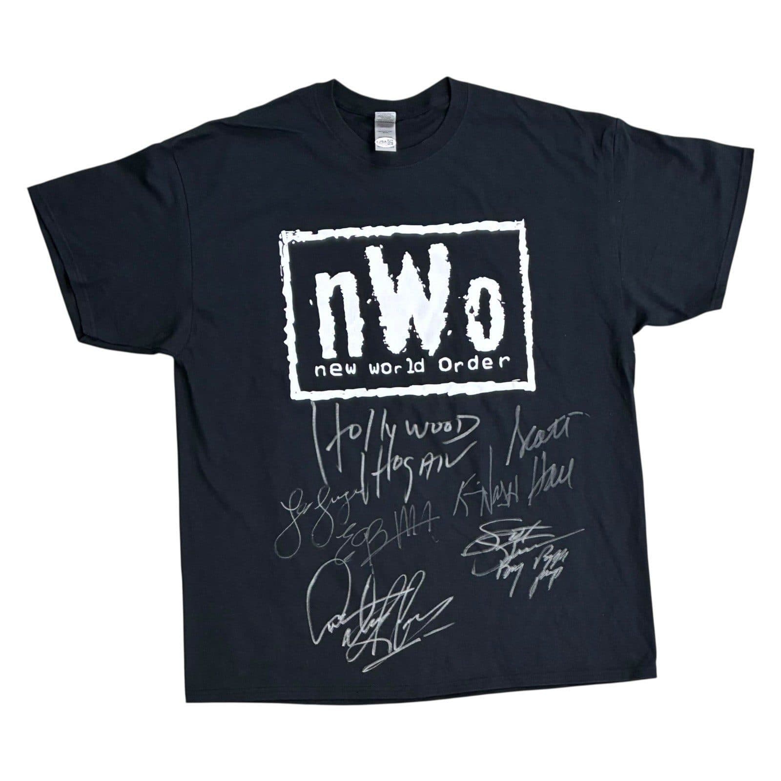 HULK HOGAN HALL NASH RODMAN LUGER STEINER BISCHOFF SIGNED BLCAK SHIRT JSA 47367 Hulk Hogan Other hulk-hogan-hall-nash-rodman-luger, supplier stock photo