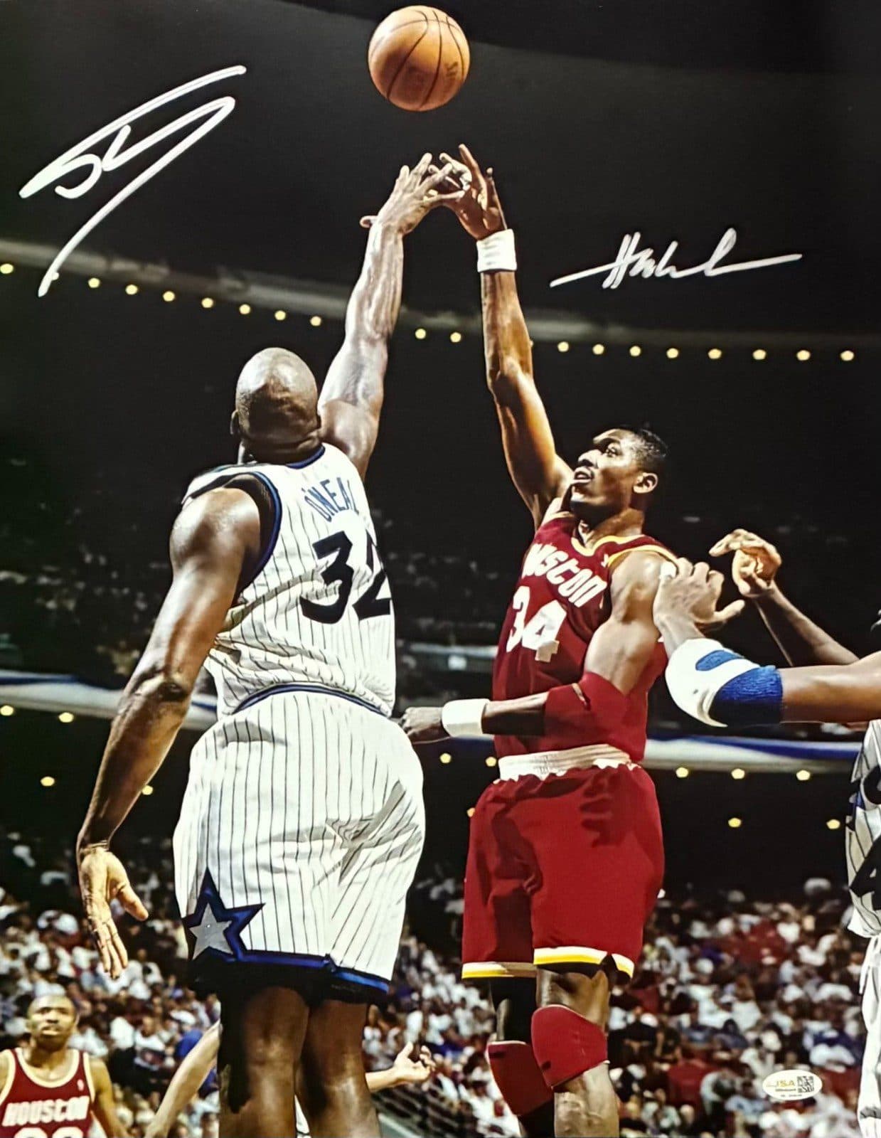 HAKEEM OLAJUWON SHAQUILLE SHAQ O’NEAL AUTOGRAPHED 16×20 PHOTO JSA #2 Shaquille O'Neal Photo 16x20-hakeem-olajuwon-shaquille-shaq-oneal-16, Orlando Magic, supplier stock photo