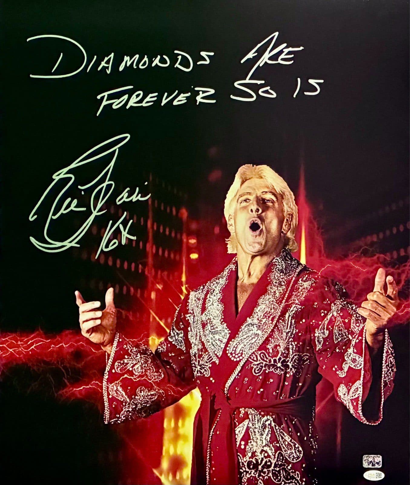RIC FLAIR AUTOGRAPHED 20×24 PHOTO JSA AUTHENTICATED DIAMONDS ARE FOREVER 7 Ric Flair Photo 20x24-ric-flair-20-24-diamonds-are, supplier stock photo
