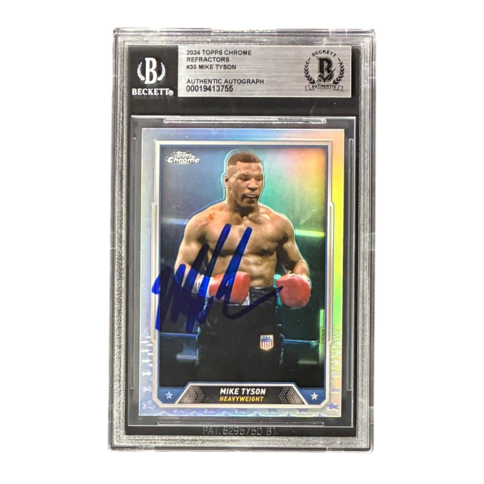 MIKE TYSON SIGNED 2024 TOPPS REFRACTORS CARD #35 BECKETT 19413757 Mike Tyson Card 19413757, supplier stock photo