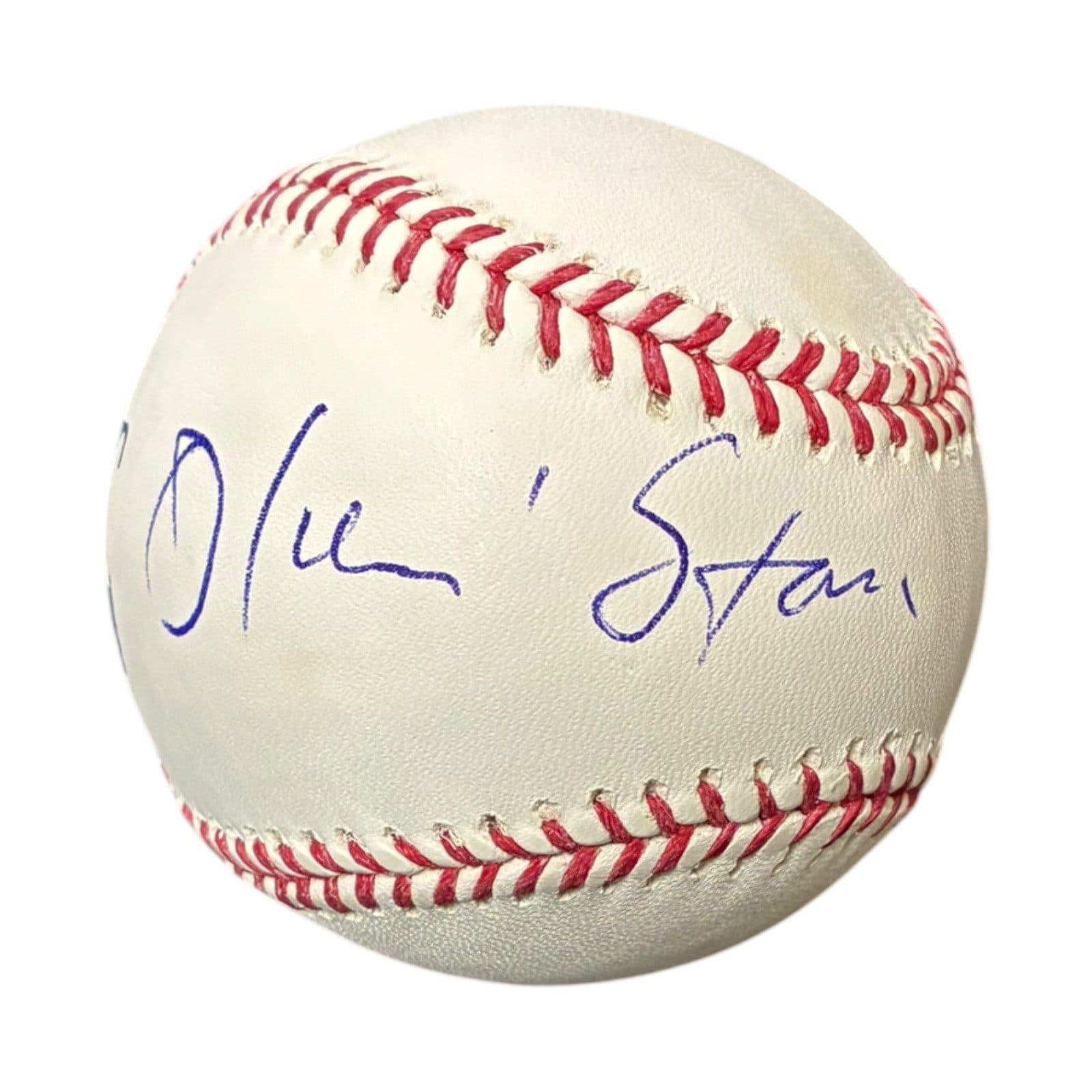OLIVER STONE SIGNED OFFICIAL MLB BASEBALL JSAM09909 DIRECTOR PLATOON WALL STREET Oliver Stone Ball oliver-stone-mlb-baseball-jsam09909-director, supplier stock photo