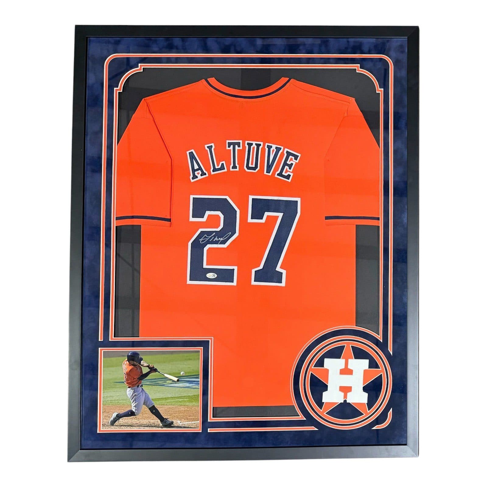 JOSE ALTUVE AUTOGRAPHED CUSTOM FRAMED ORANGE/BLUE JERSEY JSA AUTHENTICATION Jose Altuve Jersey jose-altuve-framed-orange-blue, Houston Astros, supplier stock photo