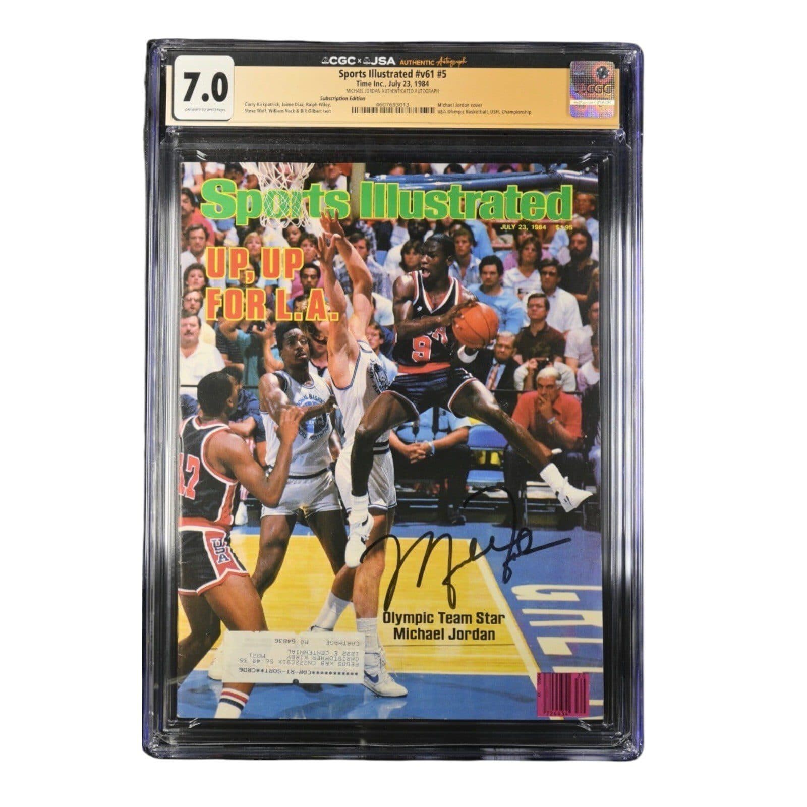 MICHAEL JORDAN SIGNED SPORTS ILLUSTRATED SUBSCRIPTION MAGAZINE 6/23/84 CGC 7 JSA Michael Jordan Other michael-jordan-illustrated-subscription, Chicago Bulls, supplier stock photo
