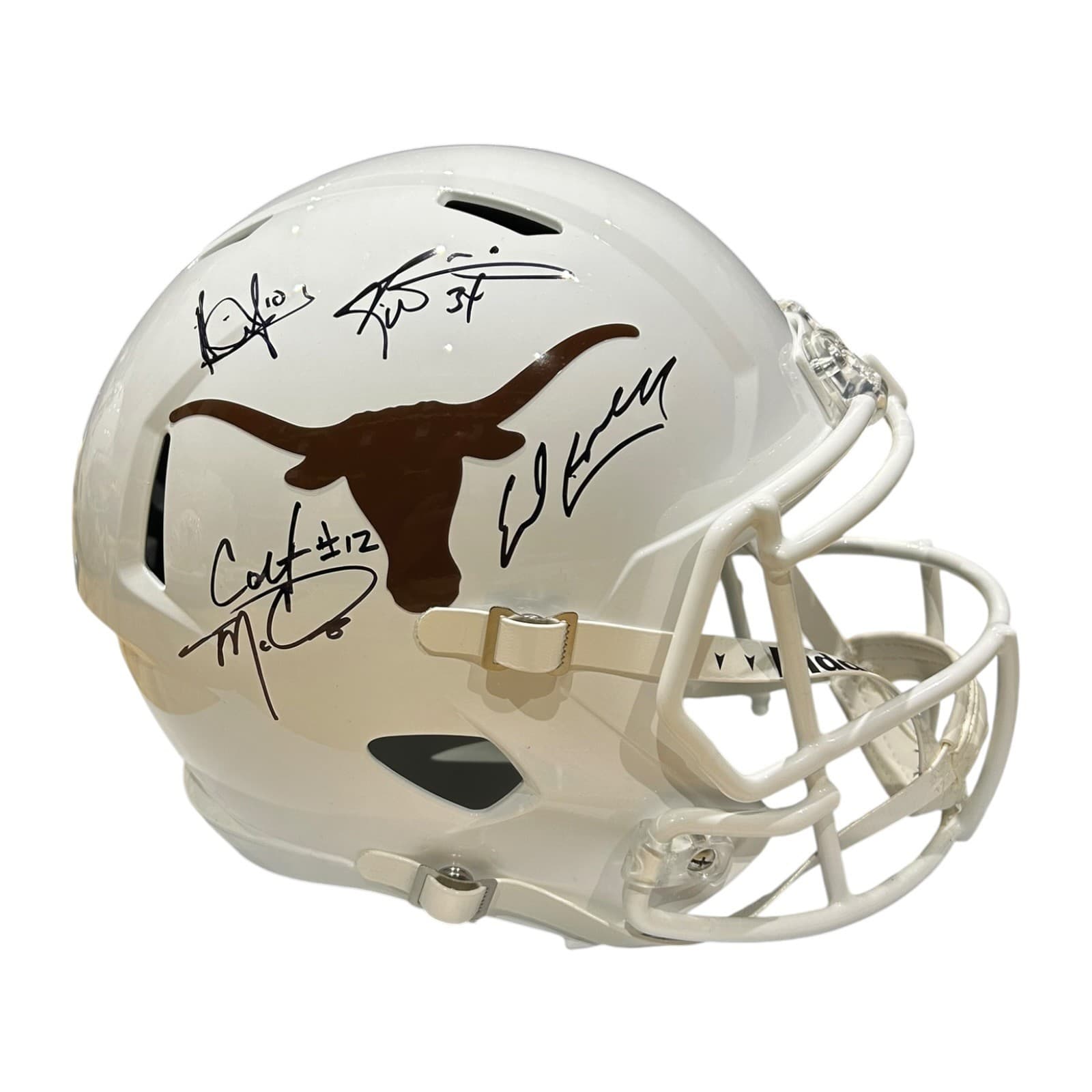 EARL CAMPBELL RICKY WILLIAMS VINCE YOUNG COLT MCCOY SIGNED FULL SIZE HELMET JSA Ricky Williams Helmet earl-campbell-ricky-williams-vince-young, supplier stock photo