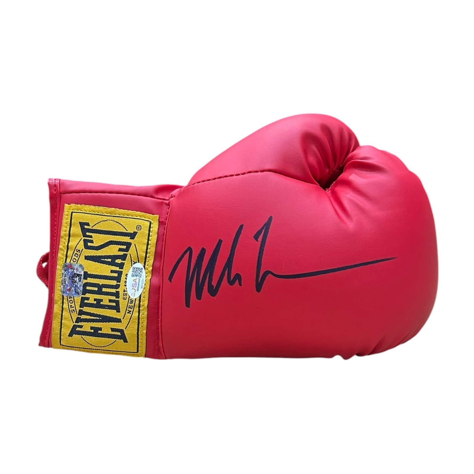 MIKE TYSON AUTOGRAPHED RED BOXING GLOVE JSA & MIKE TYSON AUTHENTICATION R GOLD Mike Tyson Glove mike-tyson-red-boxing-gold, supplier stock photo