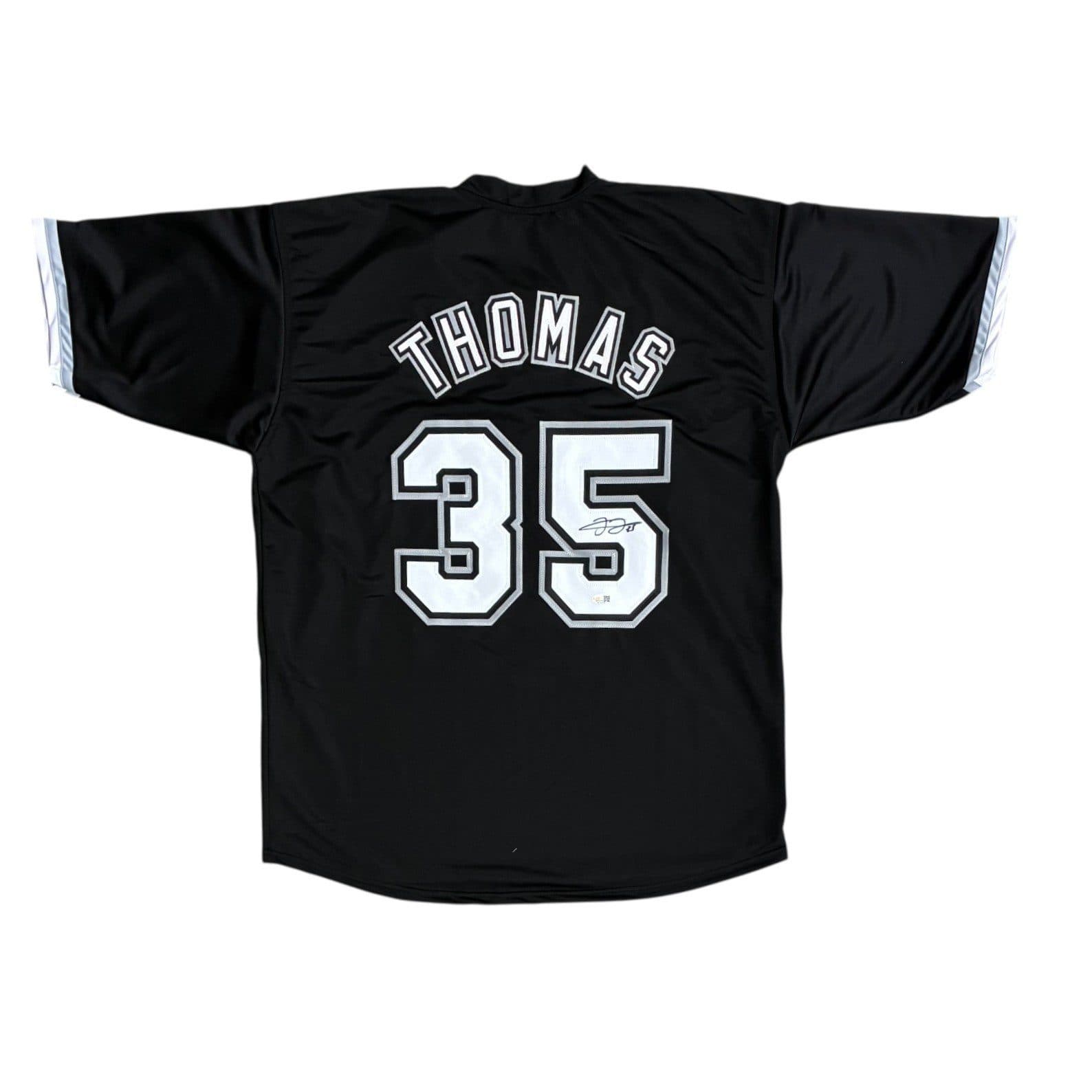 FRANK THOMAS AUTOGRAPHED CUSTOM BLACK/WHITE JERSEY JSA AUTHENTICATION Frank Thomas Jersey frank-thomas-black-white, supplier stock photo