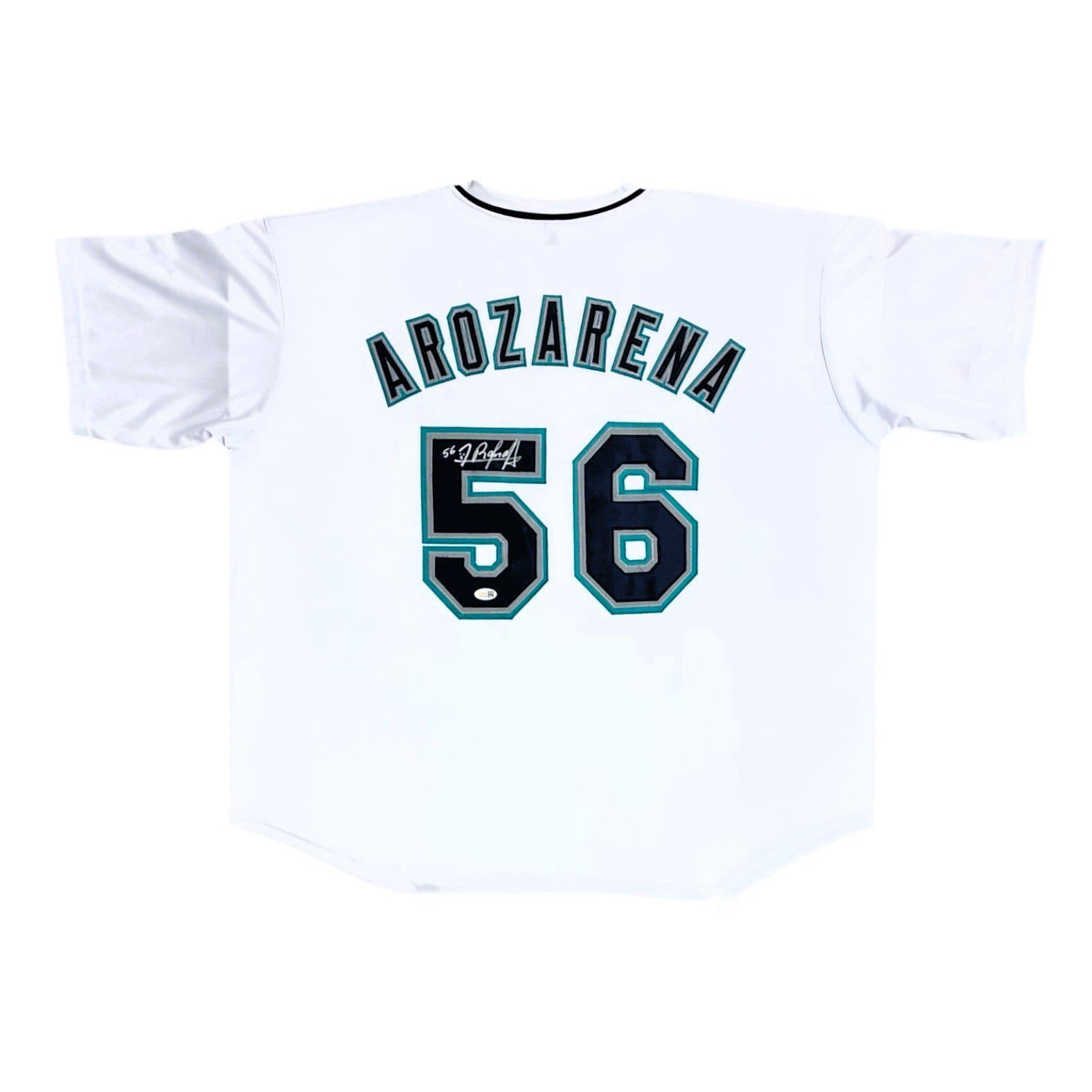 RANDY AROZARENA AUTOGRAPHED CUSTOM WHITE/BLUE/TURQUOISE JERSEY JSA Randy Arozarena Jersey randy-arozarena-white-blue-turquoise, supplier stock photo