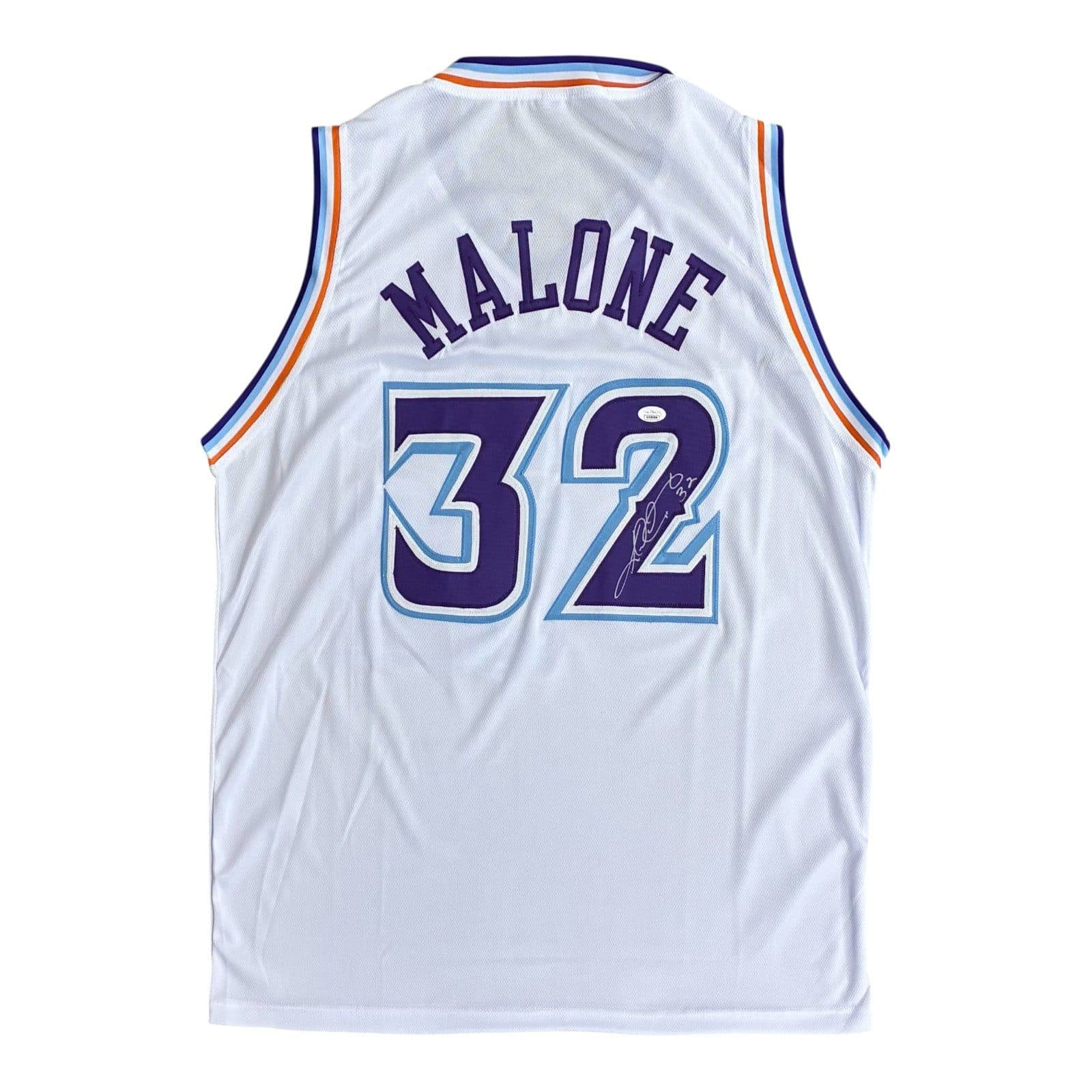 KARL MALOONE AUTOGRAPHED WHITE/PURPLE JERSEY JSA Karl Malone Jersey karl-maloone-white-purple, supplier stock photo