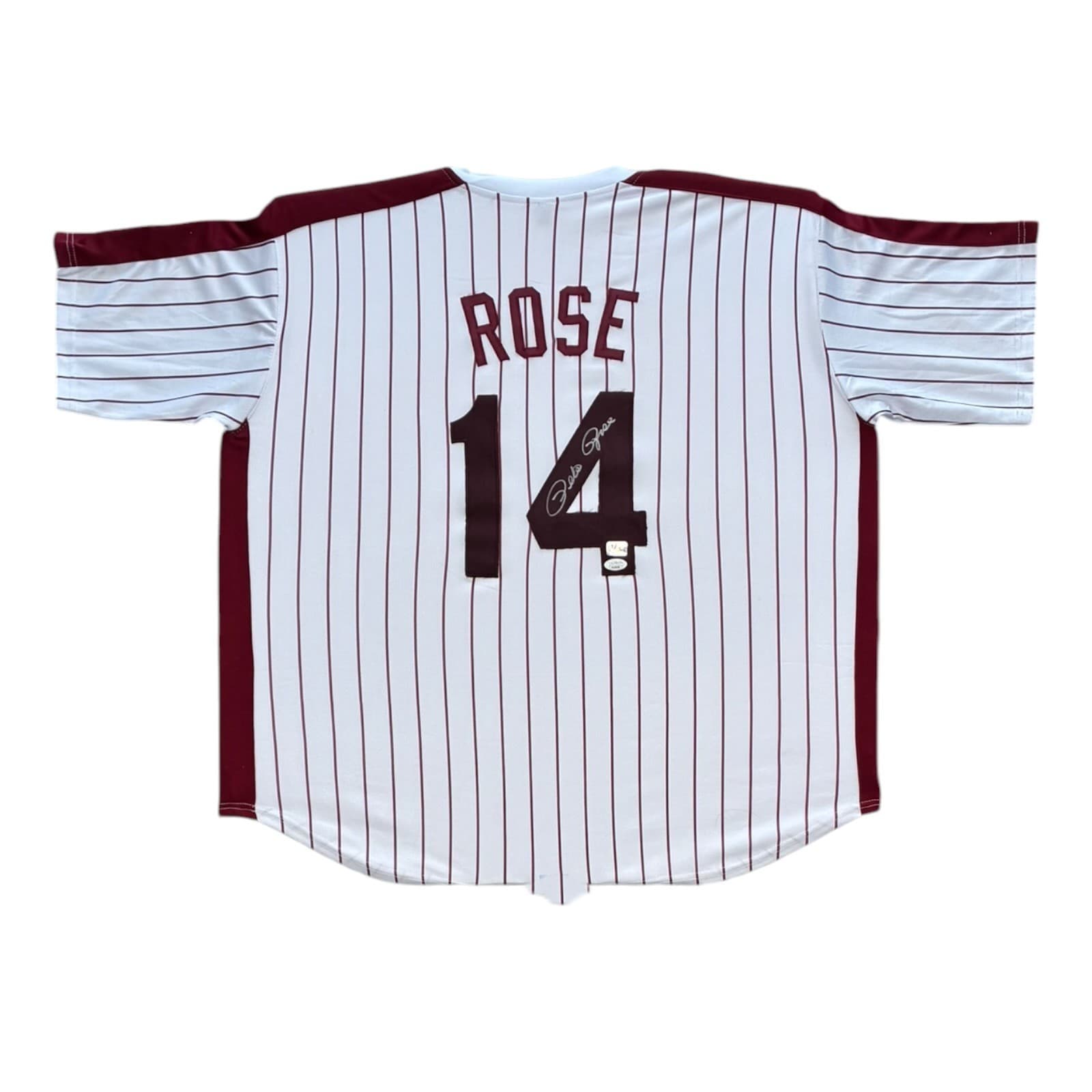 PETE ROSE AUTOGRAPHED MAROON/WHITE JERSEY JSA & ROSE EXCLUSIVE HOLOGRAM Pete Rose Jersey pete-rose-maroon-white-hologram, Cincinnati Reds, supplier stock photo