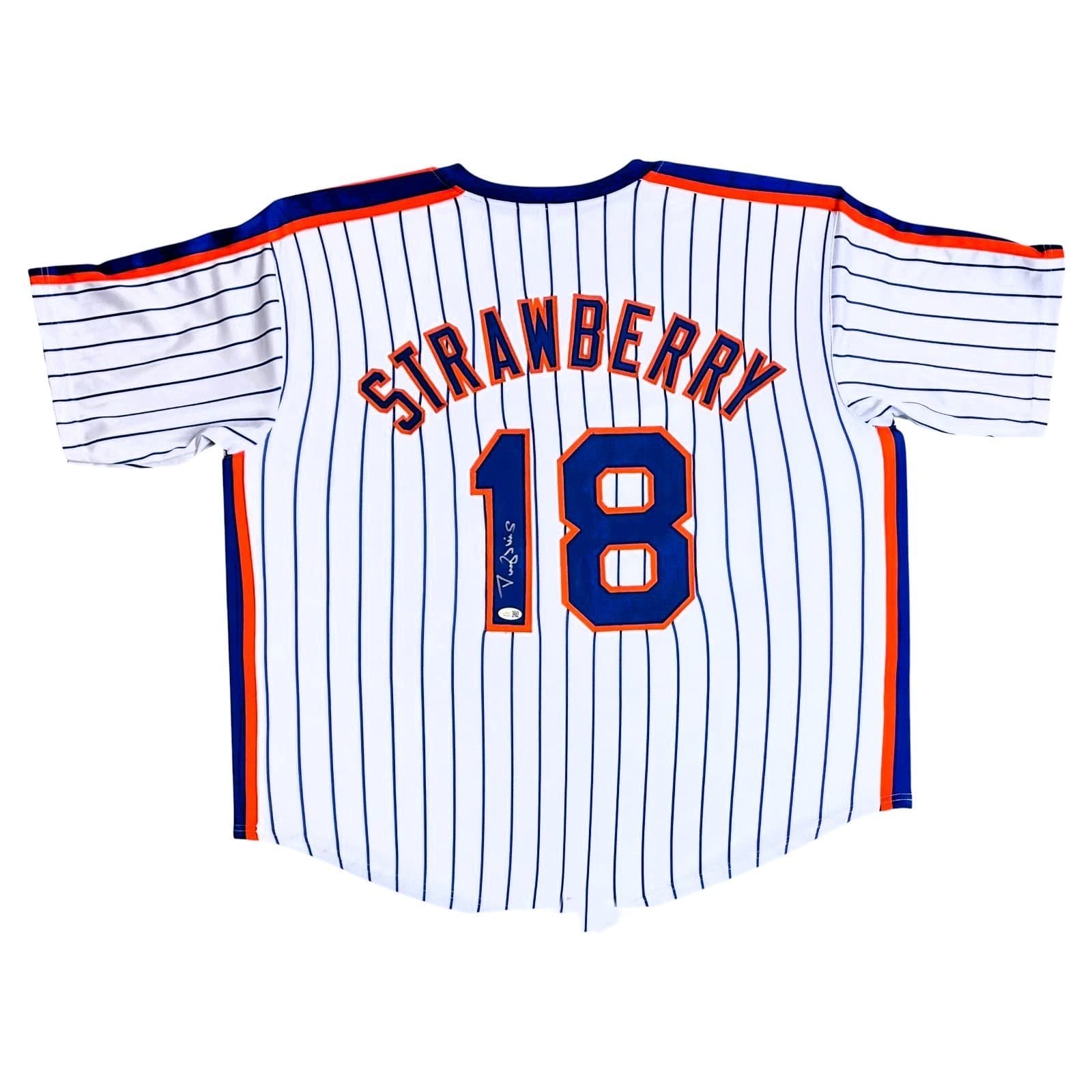 DARRYL STRAWBERRY AUTOGRAPHED STRIPES WHITE/BLUE/ORANGE CUSTOM JERSEY JSA Darryl Strawberry Jersey darryl-strawberry-stripes-white-blue-orange, supplier stock photo