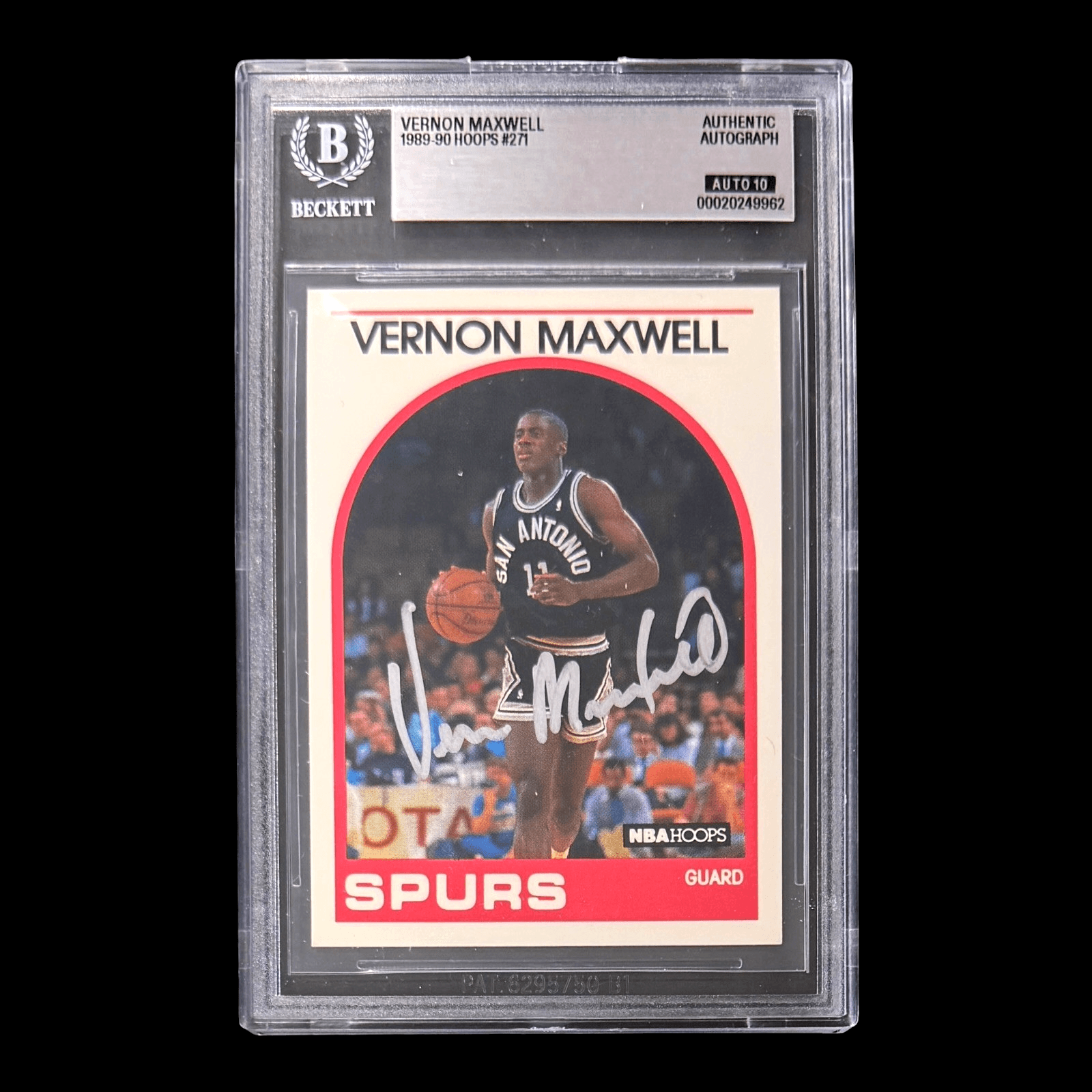 VERNON MAXWEL SIGNED 1989-90 NBA HOOPS ROOKIE CARD #271 BAS 20249962 AUTO 10 Vernon Maxwell Card 20249962, San Antonio Spurs, supplier stock photo