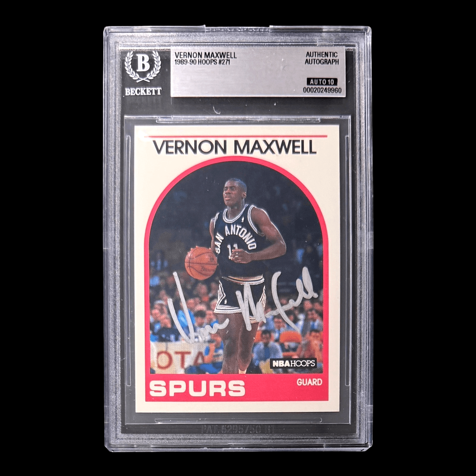 VERNON MAXWEL SIGNED 1989-90 NBA HOOPS ROOKIE CARD #271 BAS 20249960 AUTO 10 Vernon Maxwell Card 20249960, San Antonio Spurs, supplier stock photo
