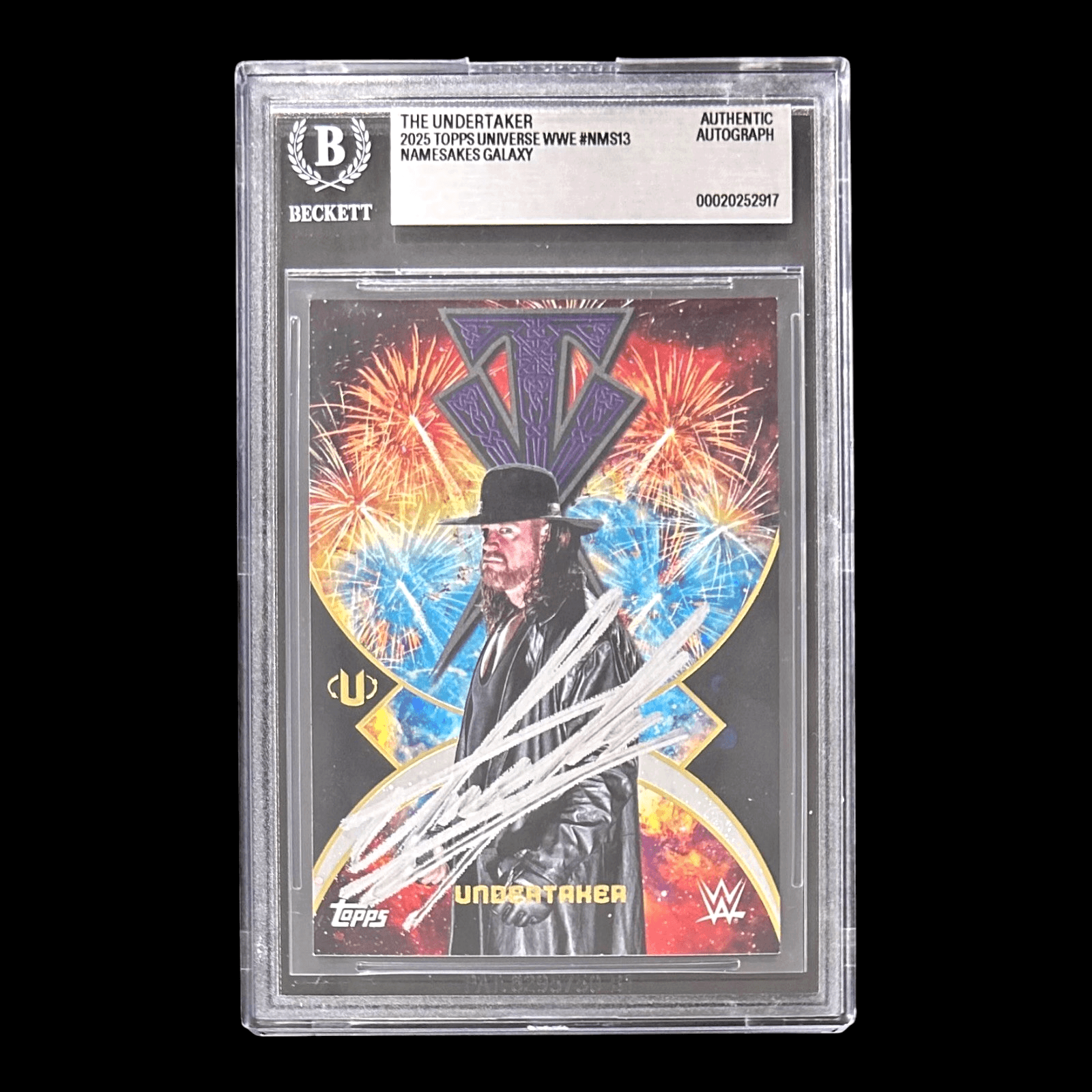 THE UNDERTAKER SIGNED 2025 TOPPS UNIVERSE WWE Card #NMS13 BECKETT 20252917 Undertaker Card 20252917, supplier stock photo