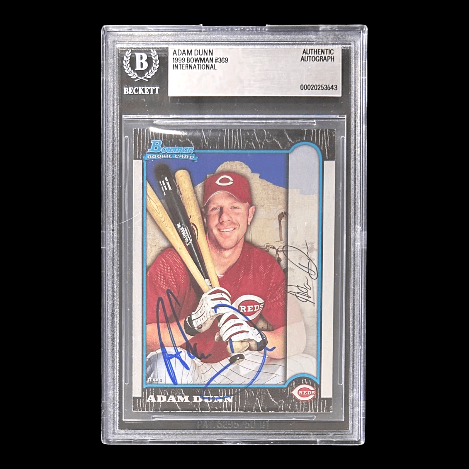 ADAM DUNN SIGNED 1999 BOWMAN INTERNATIONAL CARD #369 BECKETT 20253543 Adam Dunn Card 20253543, supplier stock photo