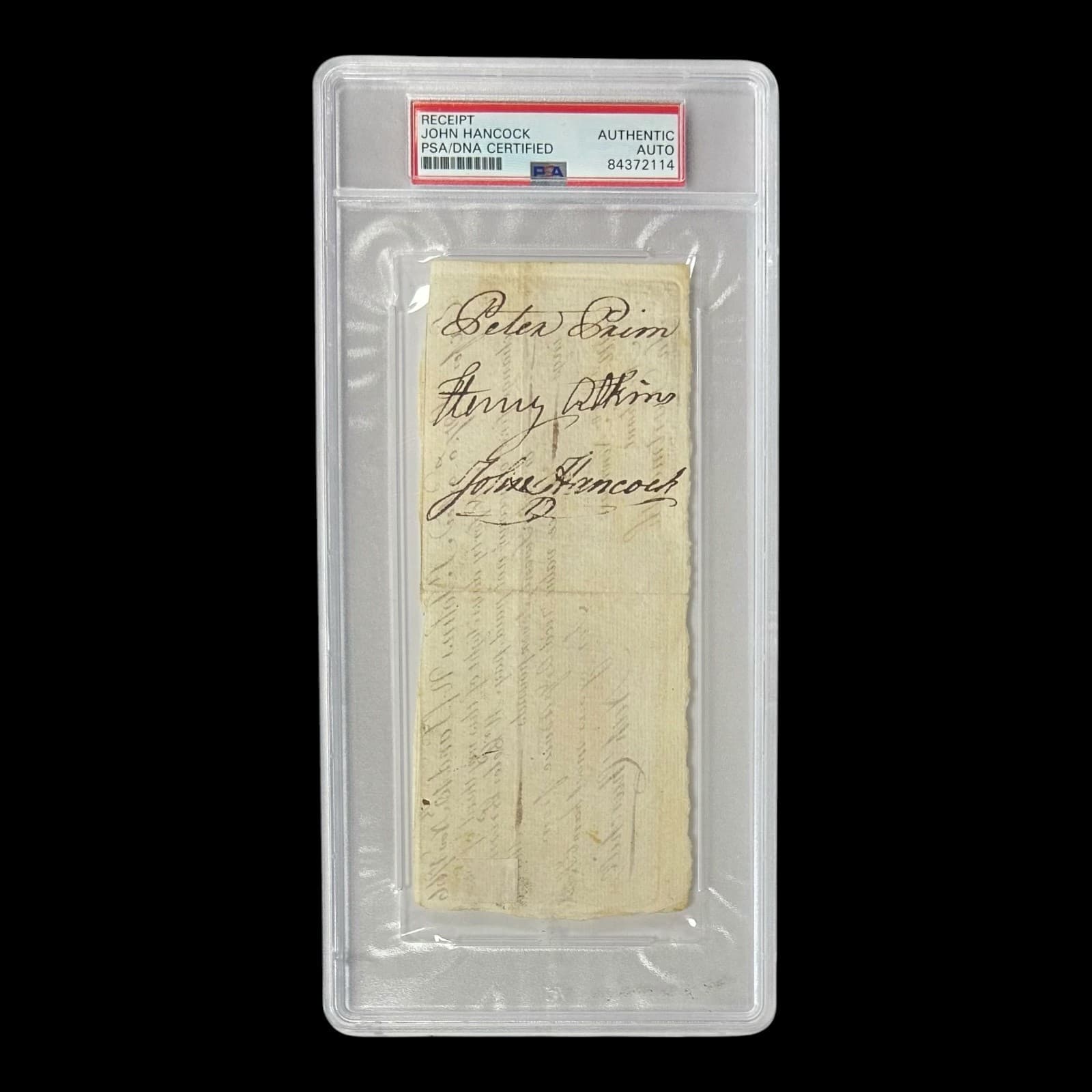 JOHN HANCOCK SIGNED RECEIPT PSA 84372114 American Founding Father Other 84372114, supplier stock photo