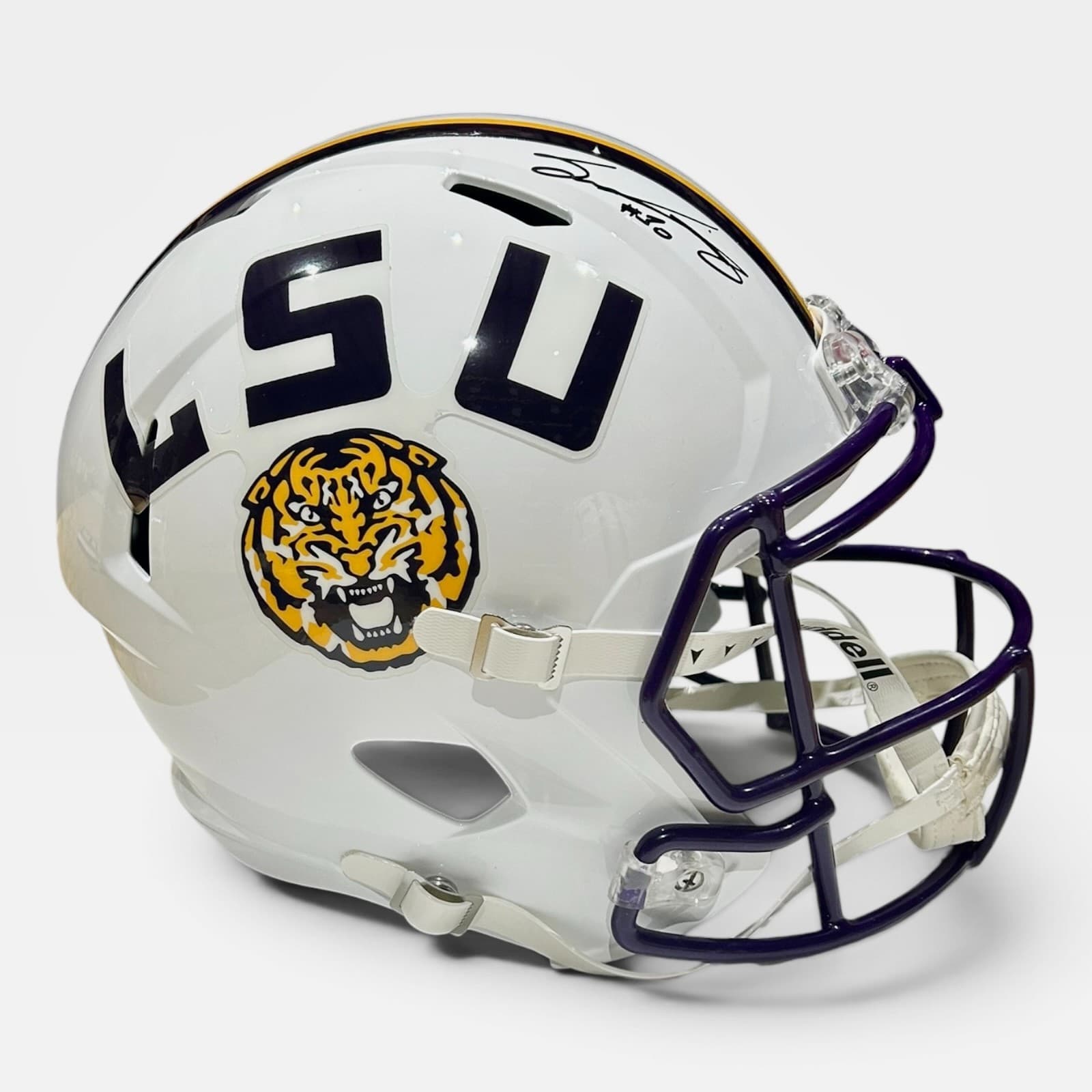 SAM LEAVITT AUTOGRAPHED LSU TIGERS FULL SIZE SPEED HELMET JSA WHITE Helmet sam-leavitt-full-size-speed-white, supplier stock photo